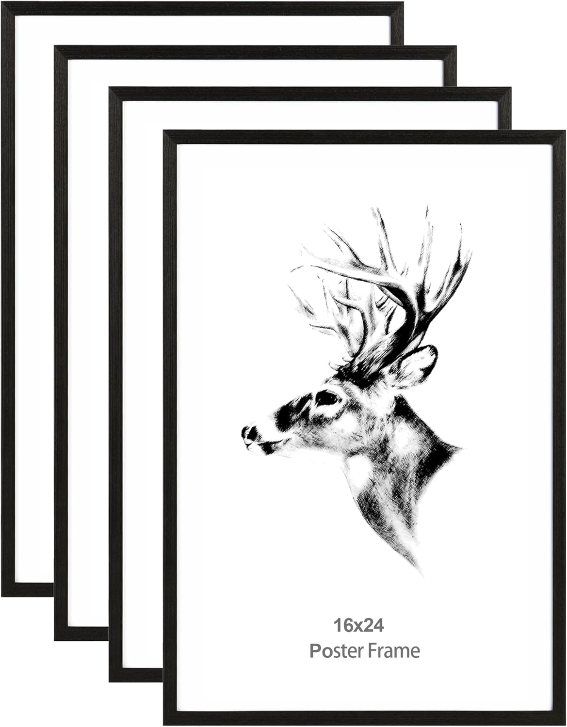 Yaetm 16x24 Frame Black Set of 4, Solid Wood Poster Frame 16 x 24 inches, Wall Gallery 16x24 Picture Frame for Horizontal and Vertical Wall Mounted (4 pack, Anthracite Black) 16"x24", 4 pack Anthracite Black