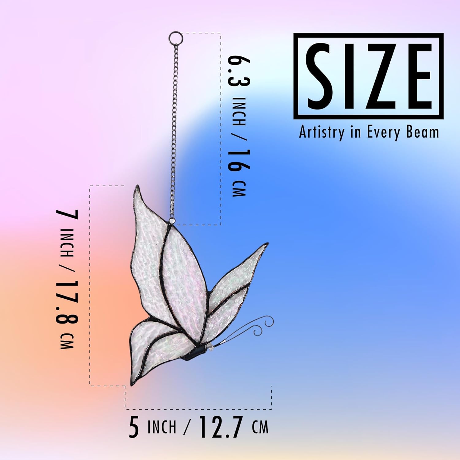 Holographic Butterfly Sun Catcher Stained Glass Window Hanging, 7 * 5 inches Stained Glass Butterfly Decor, Holographic Butterfly Lover Gift for Women, Men, Wife, Lovers, and Mom - Image 2