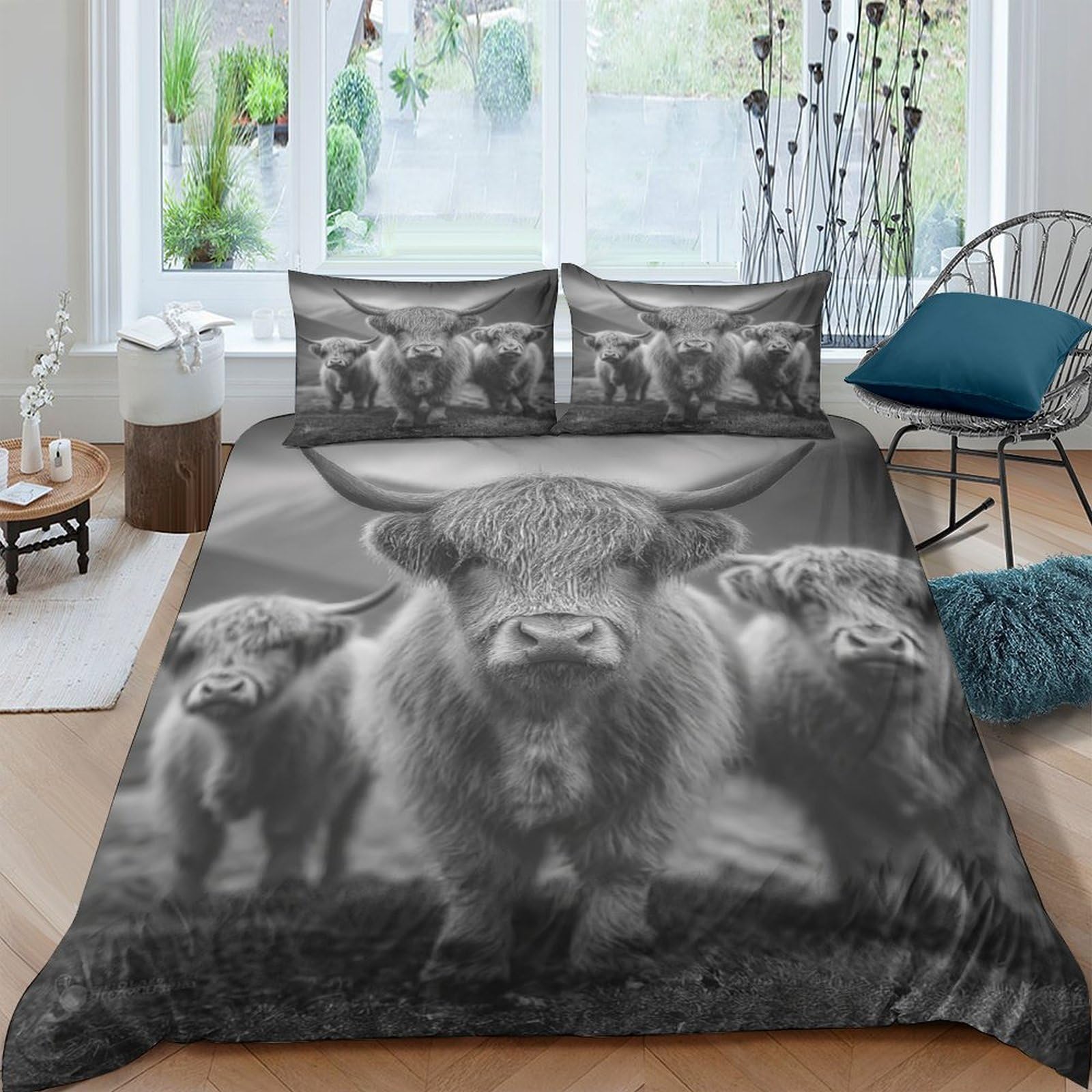Ctjqhvkz Style-4 3D Printed Buffalo Herd Fitted Sheet Microfiber Anti-Slip Wild Animal Bed Cover For Bedroom Dorm Décor Single（135X200cm）