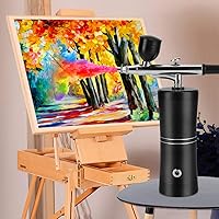 Vista 2 de Titoe - Kit de aerógrafo, mini compresor de aerógrafo portátil de mano con pistola pulverizadora de cepillo de aire para maquillaje, decoración