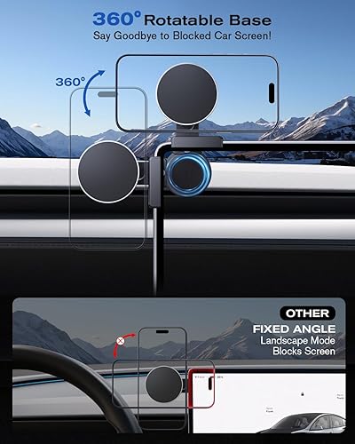 Miniatura 4 de Soporte magnético ajustable de 360 para GMC Hummer 2022-2026 pantalla de 13.4 pulgadas, compatible con pantalla para soporte magnético MagSafe para