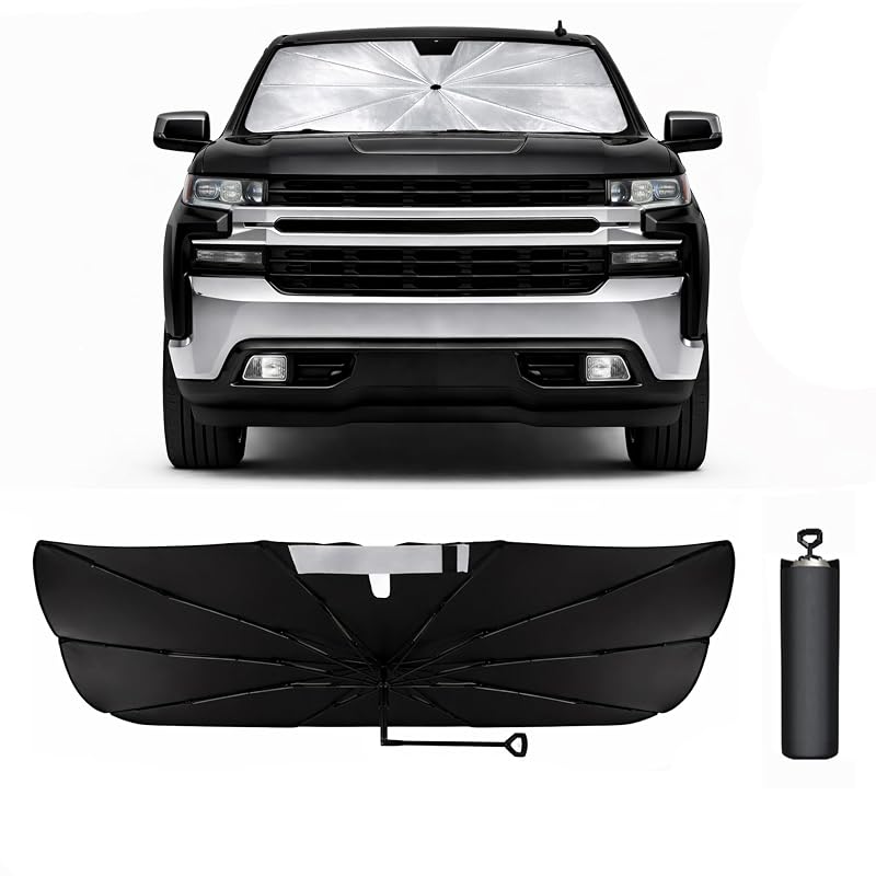 Protetor Solar para Para-brisa em Formato de Guarda-chuva BONULI para Chevrolet Silverado e GMC Sierra 1500, 2500 e 3500, 2014–2019