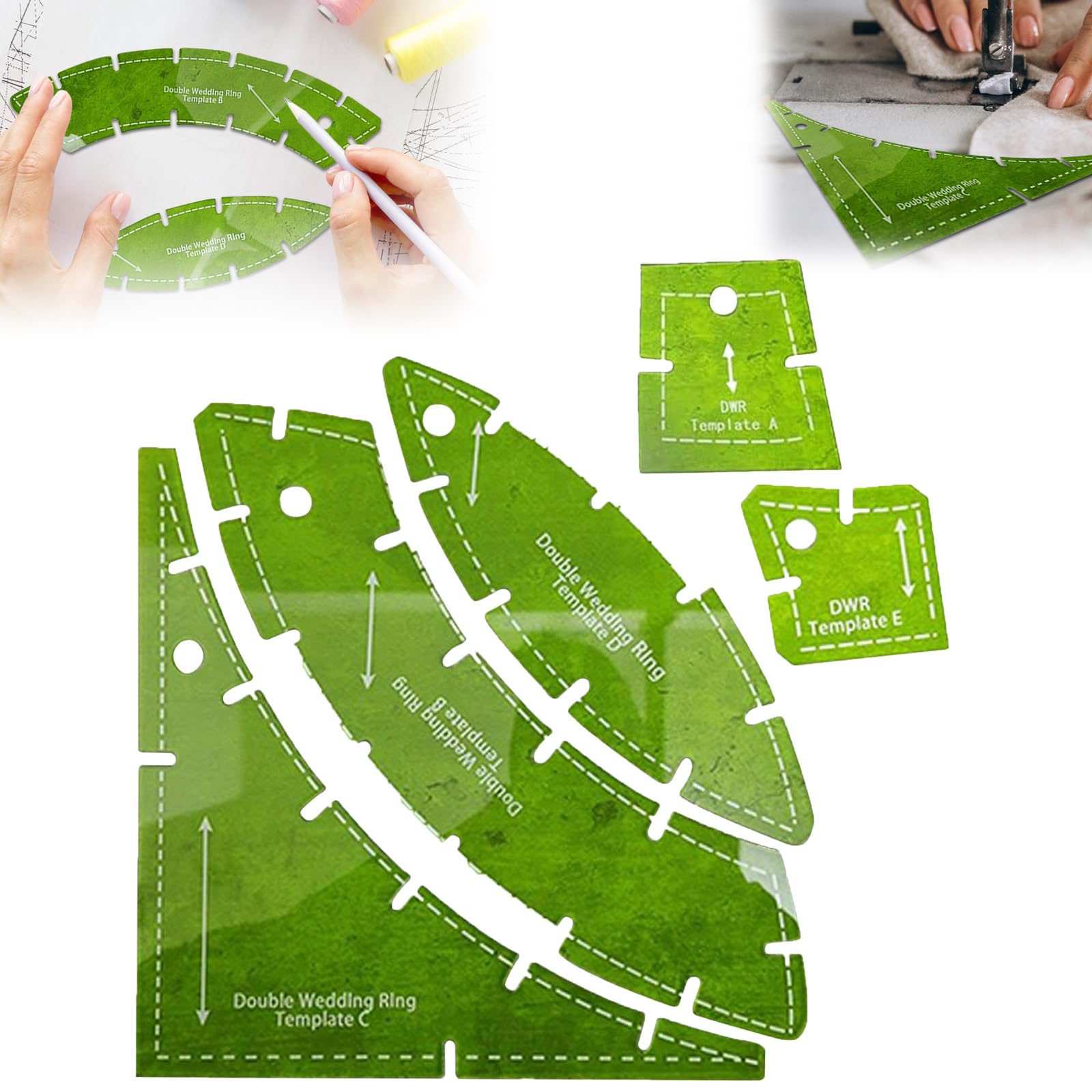 Double Wedding Ring Quilt Templates, Reusable Multifunctional Quilting Gauge Ruler, Wedding Ring Quilt Set, Quilting Ruler Templates Sewing Pattern Tools for DIY Crafting (1)