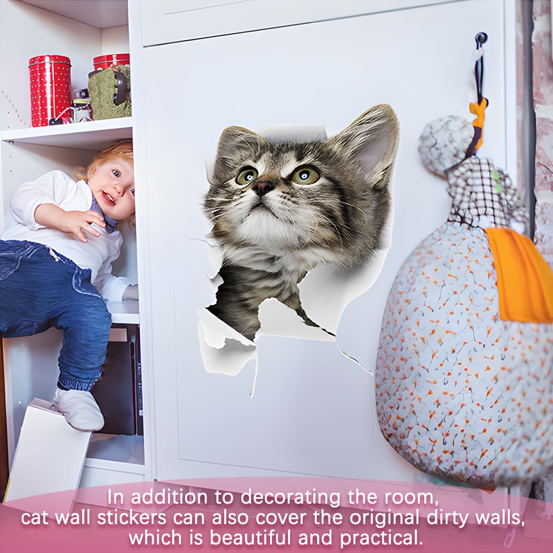 Ahlsen 2 Pièces Noir Chat Autocollants Pour Chambre Chat Stickers Muraux Chambre Chat Vinyle