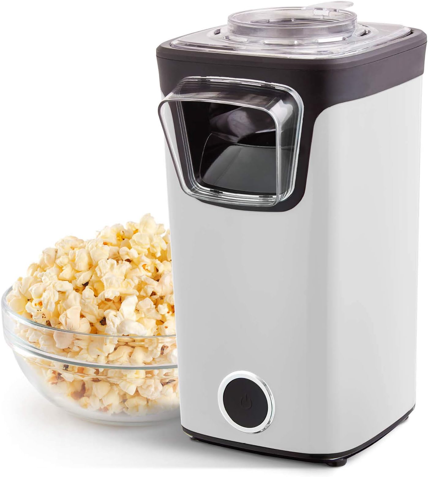 Dash Turbo Pop Popcorn Maker - Theater-Style Popcorn Machine - Comes with Measuring Cup & Butter-Melting Tray - Convenient, Space-Saving Design - 8 Cups, White