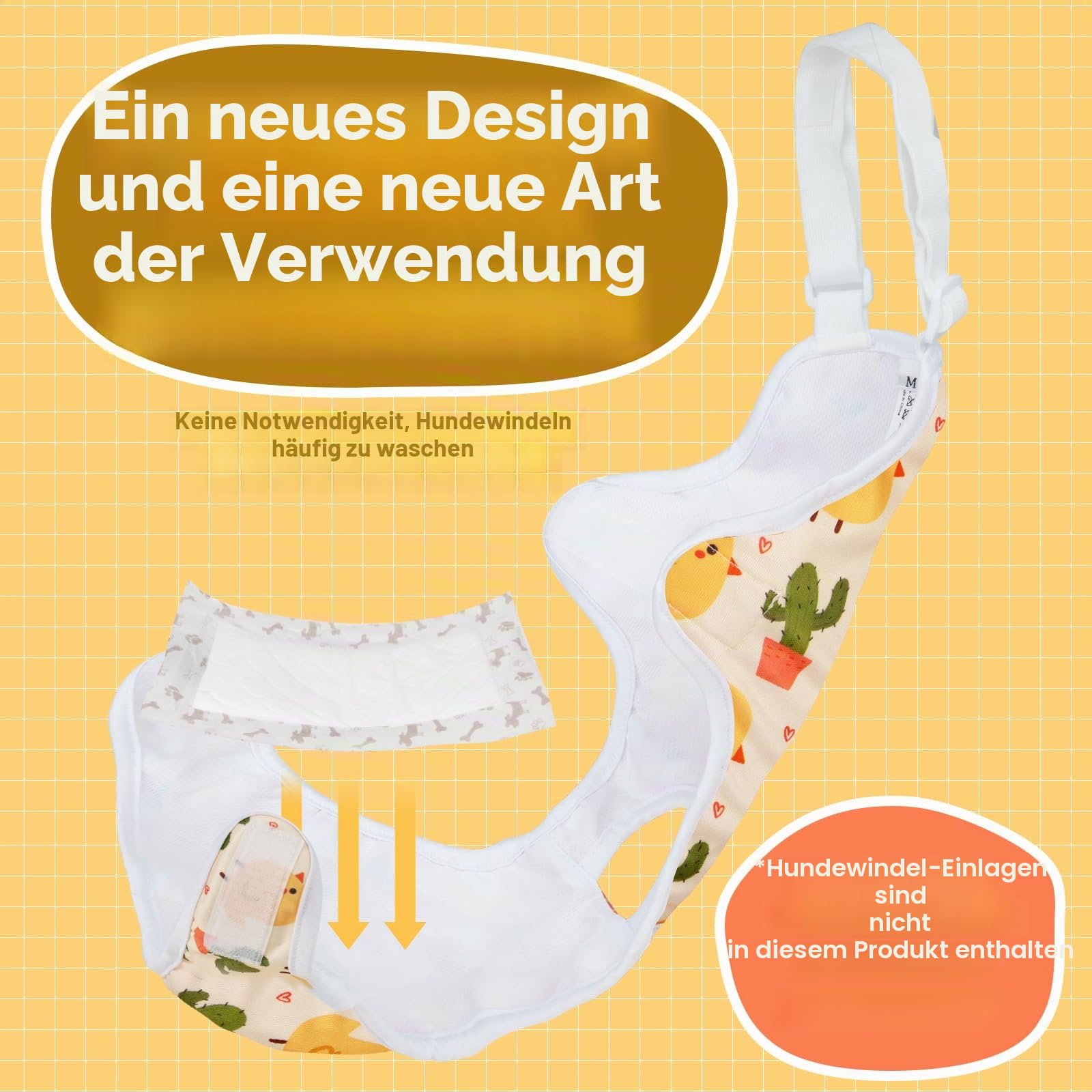 MICOOYO Hundewindel, Einteiler, Sanitärhöschen, Wiederverwendbare Hundewindeln für Hunde Welpen, waschbare Hundehose mit verstellbarem Hosenträger, Aniamls, L