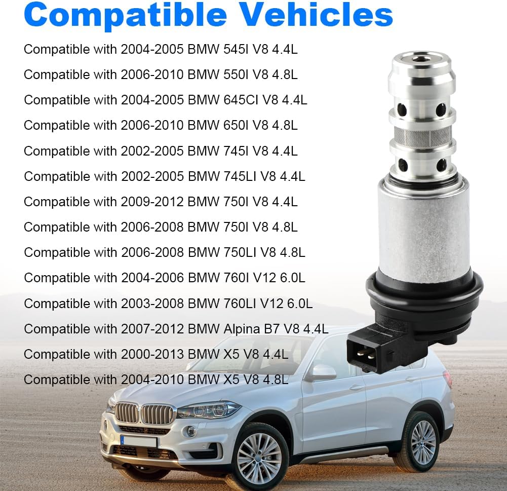 4PCS Engine Variable Valve Timing (VVT) Solenoid Actuator Compatible with BMW 545I 550I 645CI 650I 745I 745LI 750I 750LI 760I 760LI Alpina B7 X5 Replacement for 11361707323