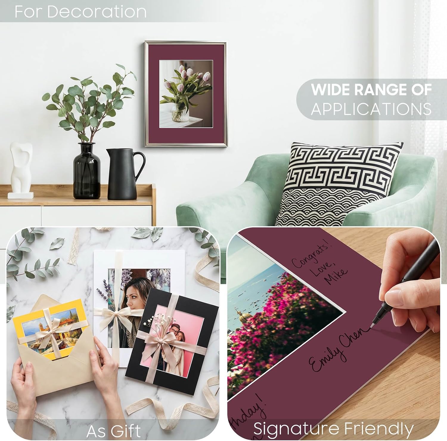 Golden State Art 10 Pack Acid-Free Picture Mat 11x14 for 8x10 Maroon image 5