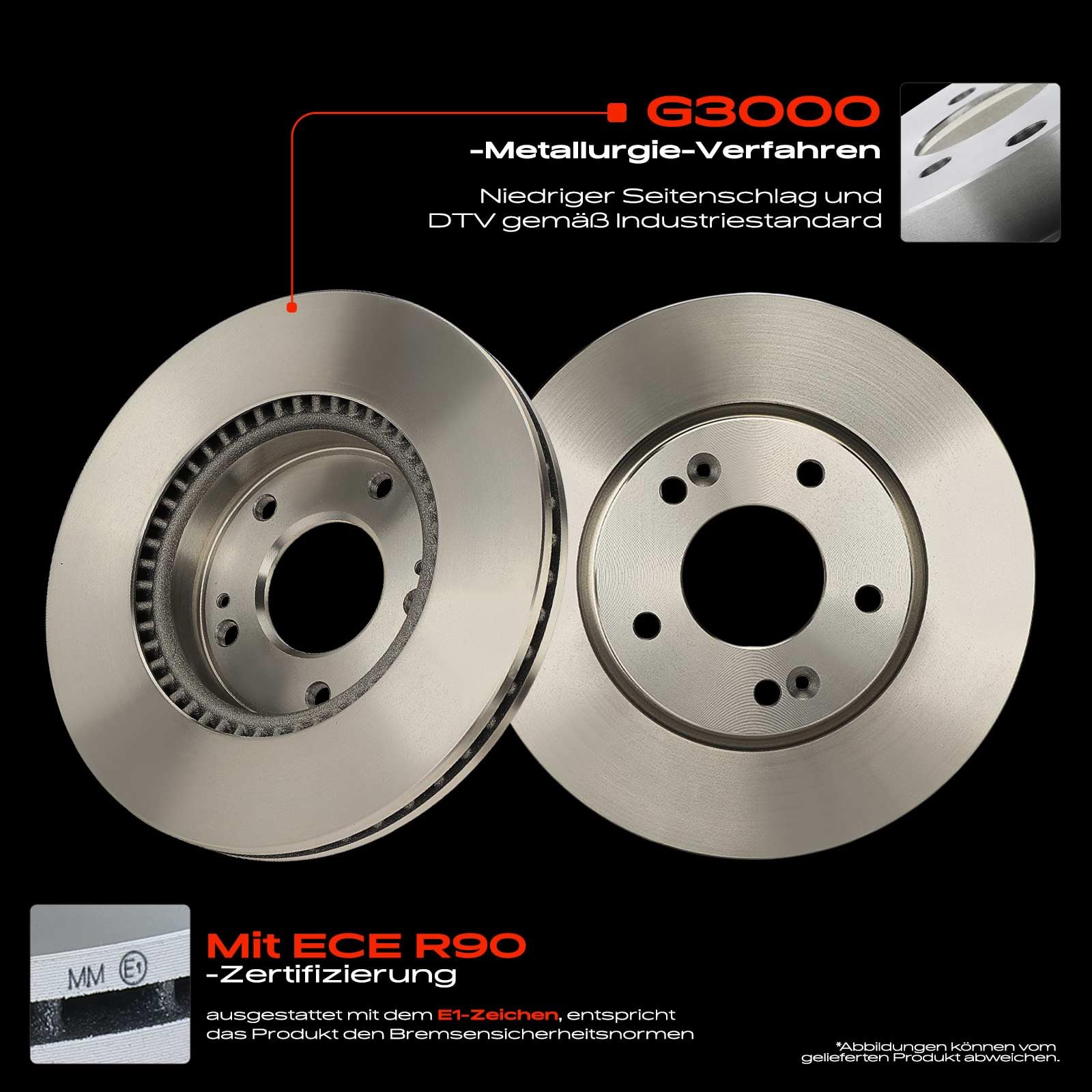 Frankberg Bremsensatz inkl. 2x Bremsscheiben + 4x Bremsbeläge Vorne Kompatibel mit i30 FD Cee'D Schrägheck ED Pro Cee'D ED Cee'D SW ED i30 Kombi FD Replace# K2JA3328ZA