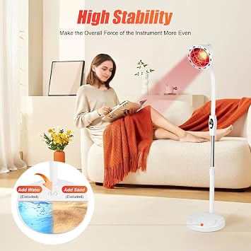 Red Light Therapy Lamp, 275W 110V Red Light Infrared Heat Lamp 360 Adjustable Single Head Infrared Baking Light for Homes Beauty Salons, 32-239F Adjustable Temperature