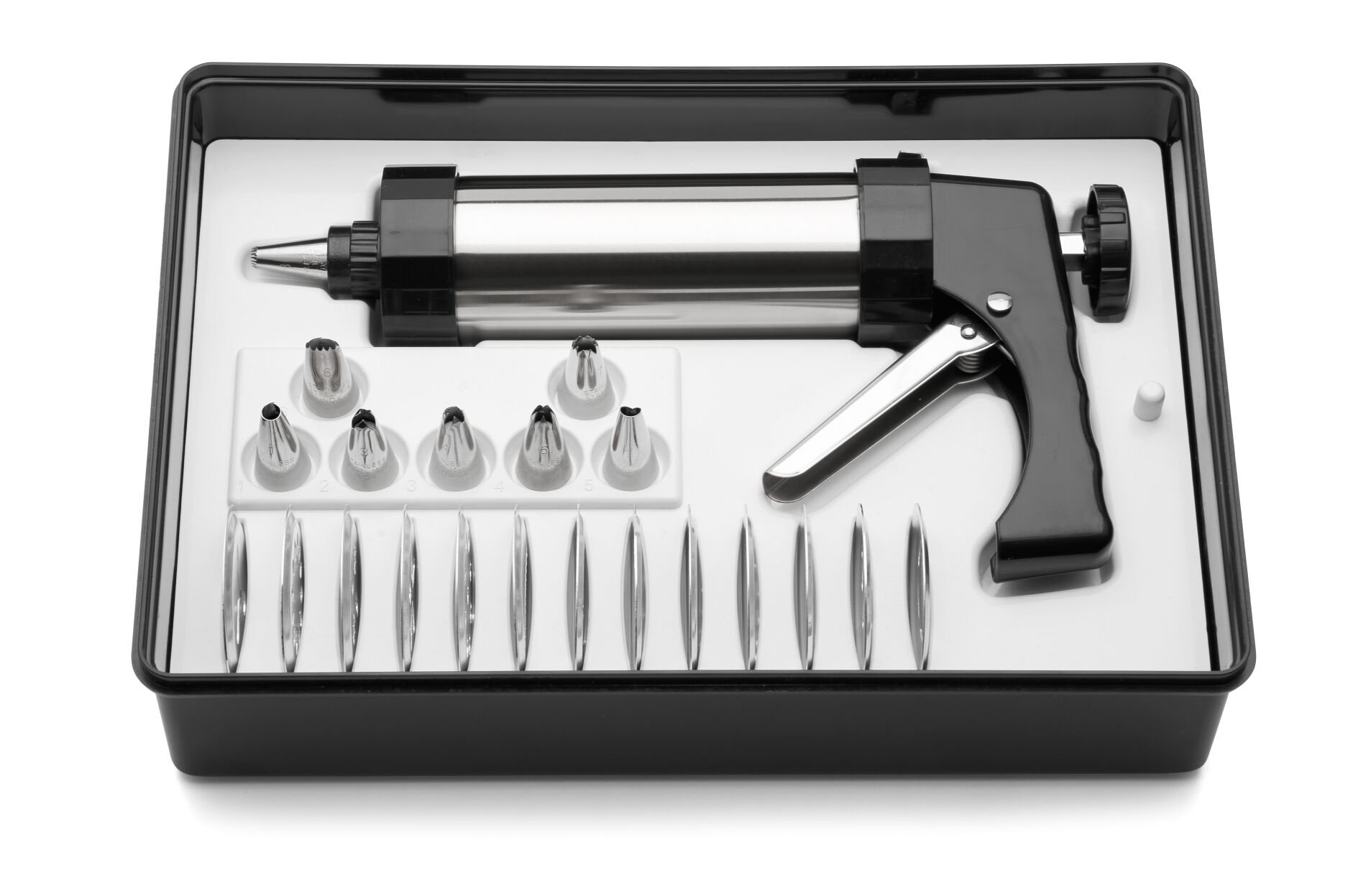 Weis 19500 Pressa per Biscotti Set per Sottile Pasta, Acciaio Inossidabile, Argento/Nero, 25 x 15 x 5 cm