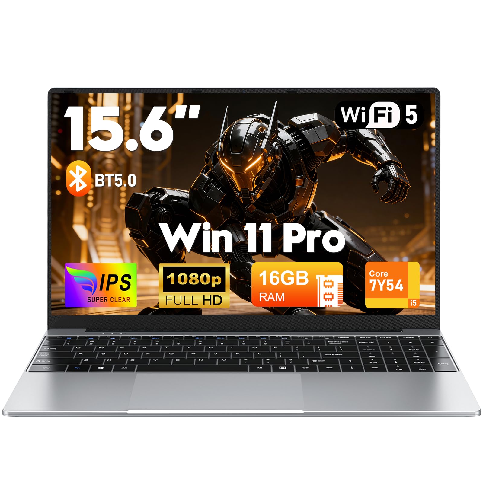 FUNYET Laptop, 2026 Laptop Offerta da 15,6 Pollici Computer Portatile, 16 GB di RAM, SSD da 512 GB, Core i5-7Y54 PC Portatile, IPS FHD 1920 x 1080 Notebook,5000 mAh, slot per scheda TF,Type-C