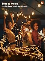 Vista 8 de addlon Tira de luces inteligentes para exteriores de 48 pies con control remoto, luces de patio regulables con 15 bombillas LED Edison impermeables