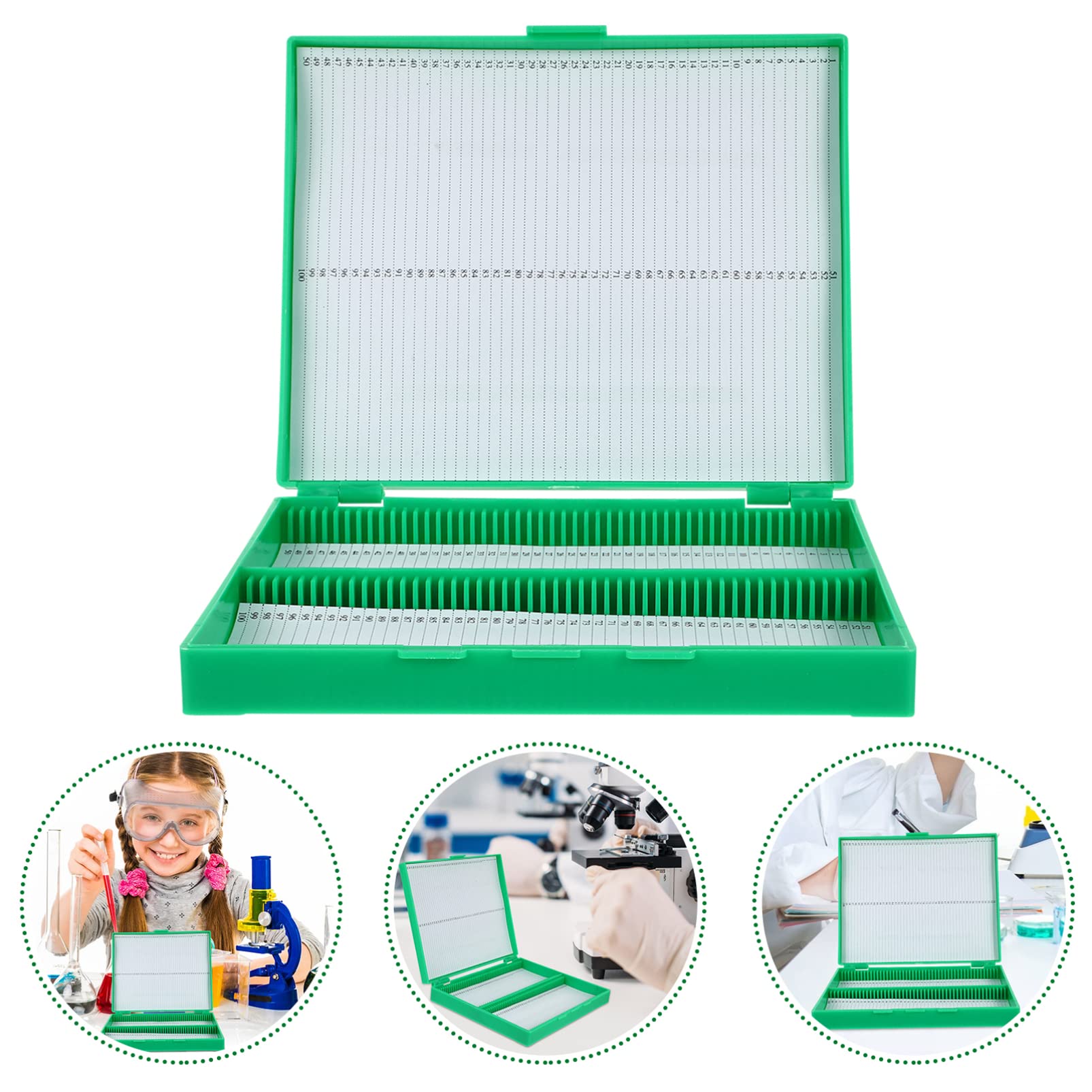 MUSISALY Slice Box Microscope Slide Holder Microscope Slide Storage Holder Slide Storage Boxes Microscope Slide Dispenser Microscope Slides Microscopes Dispenser Container Plastic Green