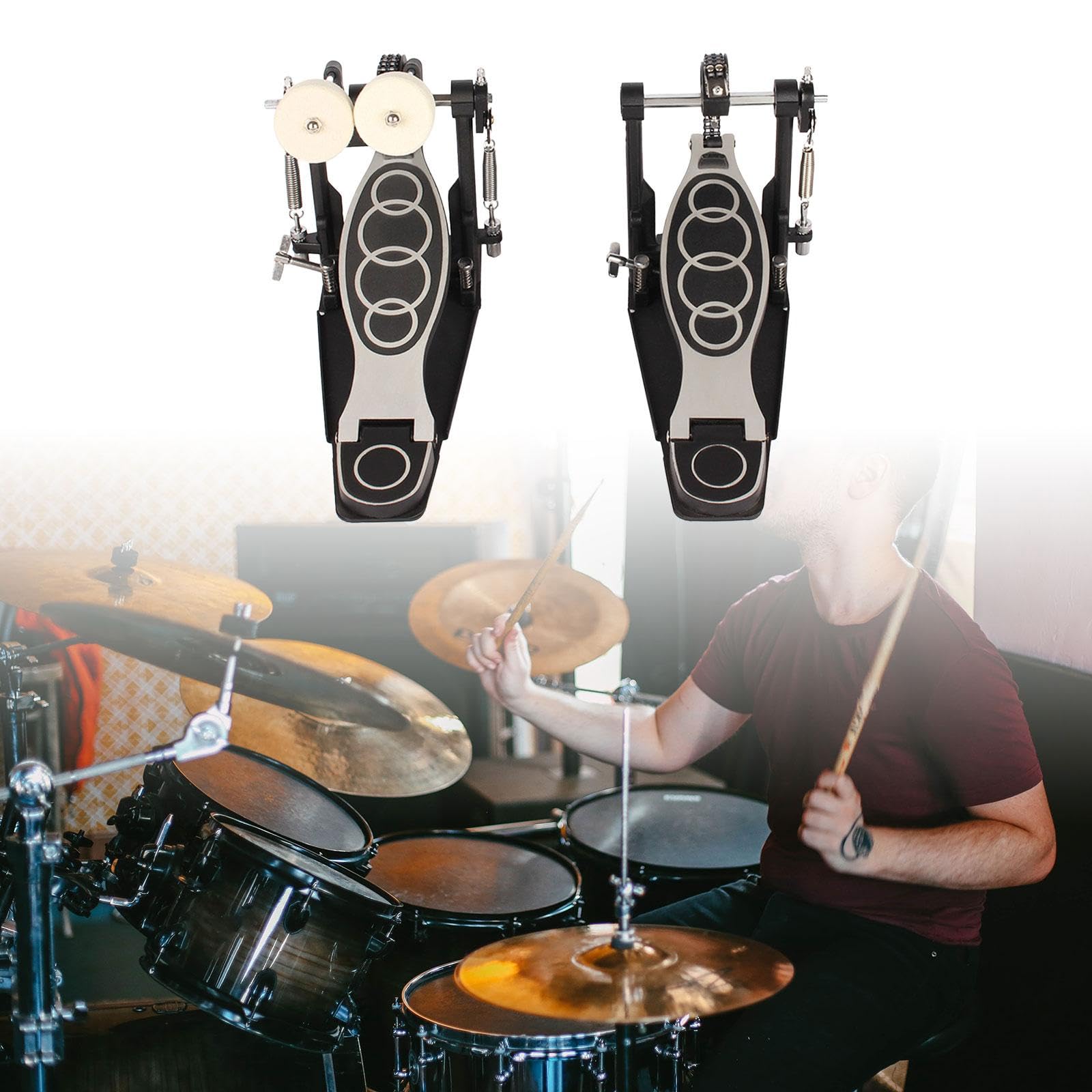 Doble Pedal Bombo Con Base Antideslizante