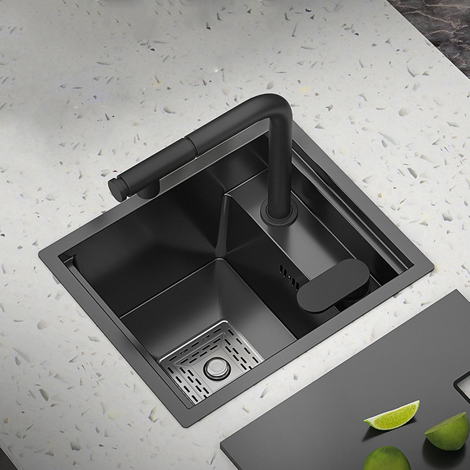 Évier de cuisine noir 400x540mm pour éliminer le désordre visuel