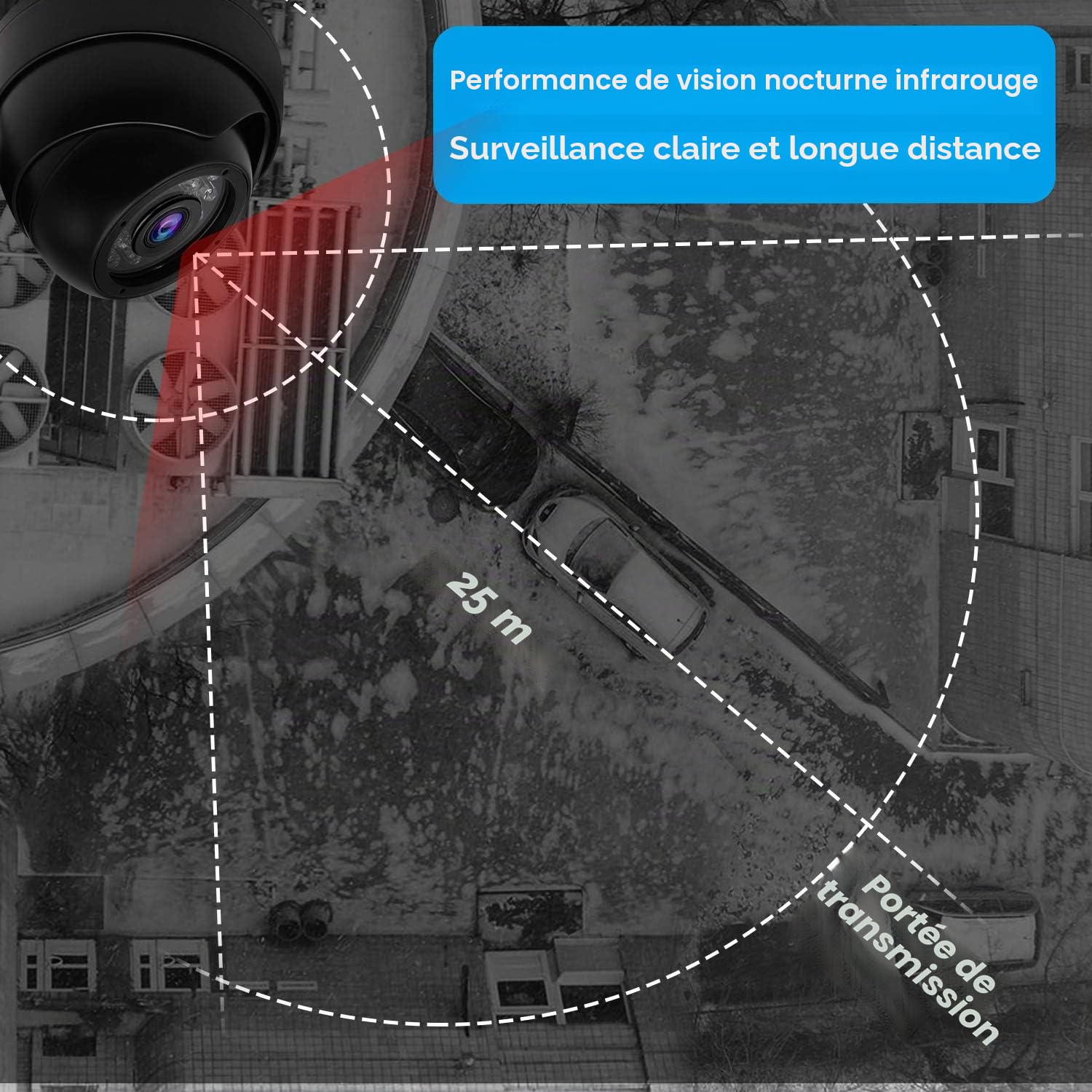 Svpro Caméra dôme étanche Microphone 720p USB dôme Caméra de Surveillance en extérieur