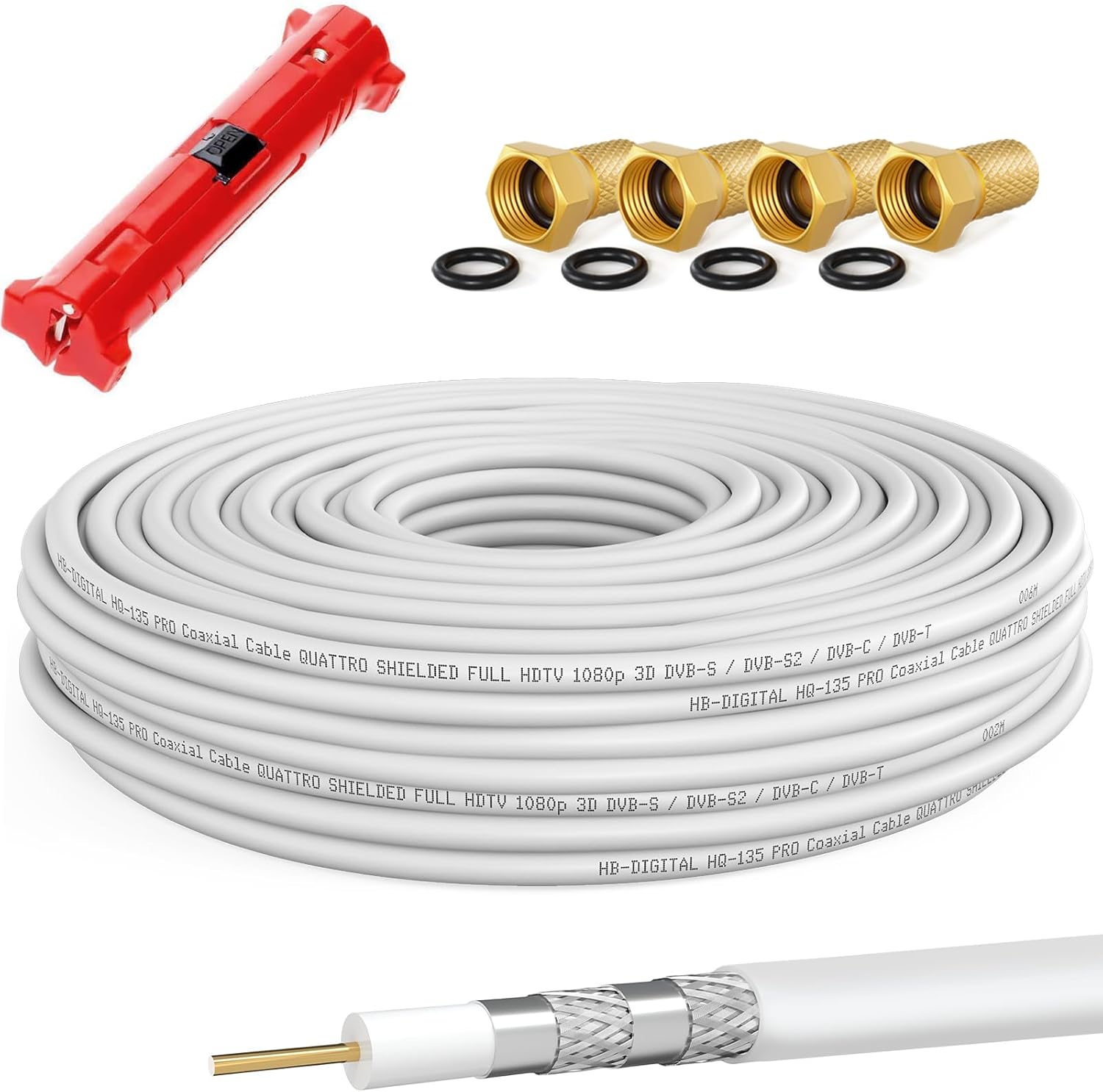 LOKMANN Cavo Coassiale Coassiale, 100 M, In Rame Puro, 135 DB, 5 - Foto 3