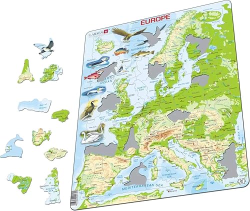 Miniatura 2 de Larsen Rompecabezas educativo infantil de 87 piezas con mapa de Europa con animales