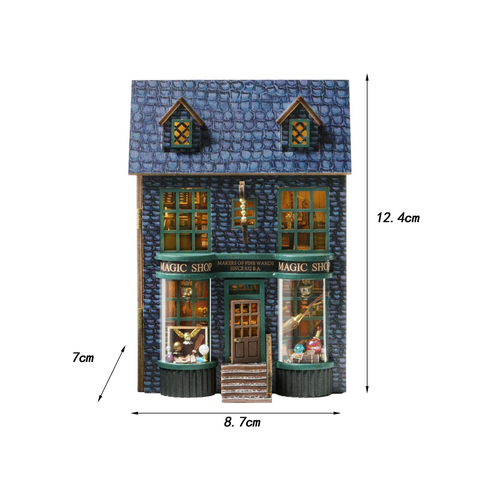 Casa delle Bambole Miniatura Fai da in Legno Kit da Costruzione Modello Artigianale con Mobili Luce LED Adatta per Collezione, Negozio
