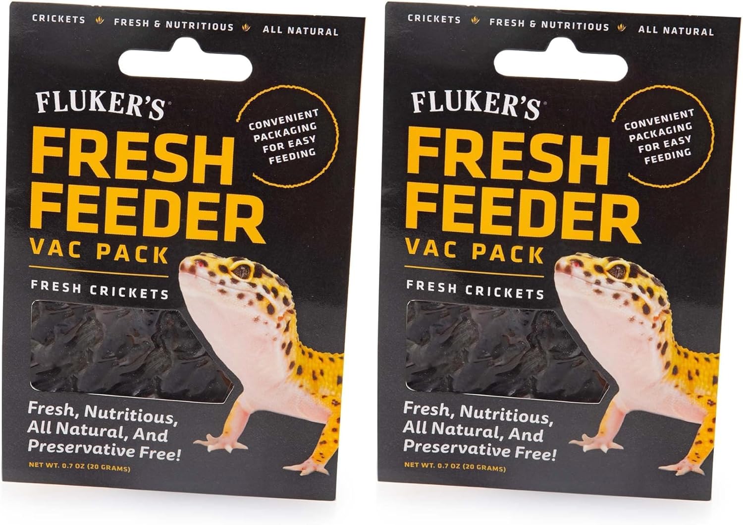 Fluker’s Fresh Feeder Vac Pack Crickets, All Natural and Preservative Free, Great for Insect Eating Reptiles, Birds, or Small Animals, 0.7 oz (Pack of 2)