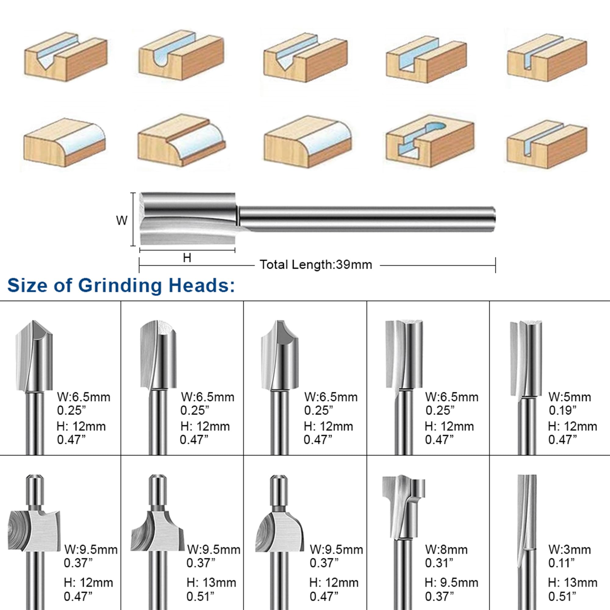 Wood Carving Router Bits - 20 Piece Set -5
