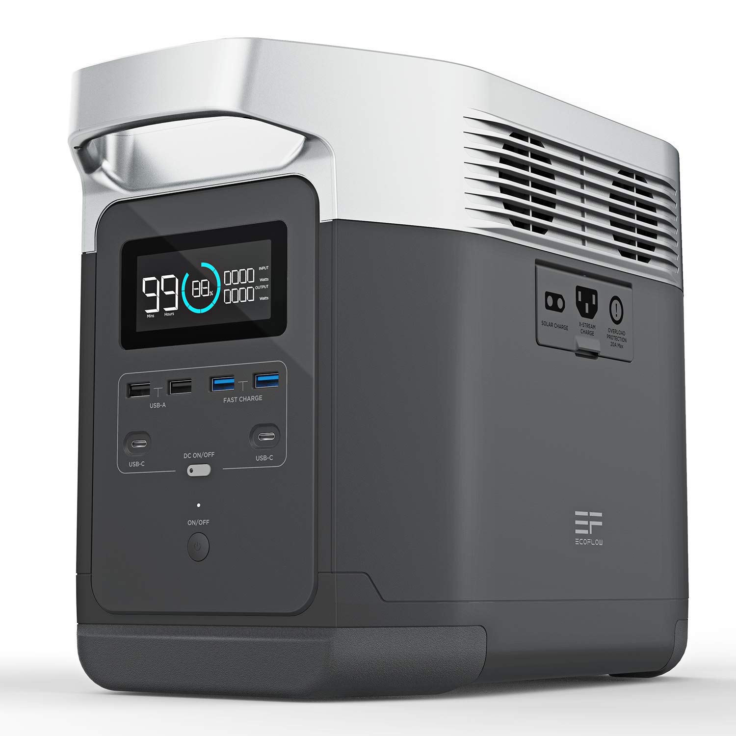 EF ECOFLOW Portable Power Station DELTA with 1800W Output, 1260Wh Capacity, 0-80% Battery in 1 Hour, Solar Generator (excl. Solar Panels) for Home Backup, RV, Outdoors and Camping