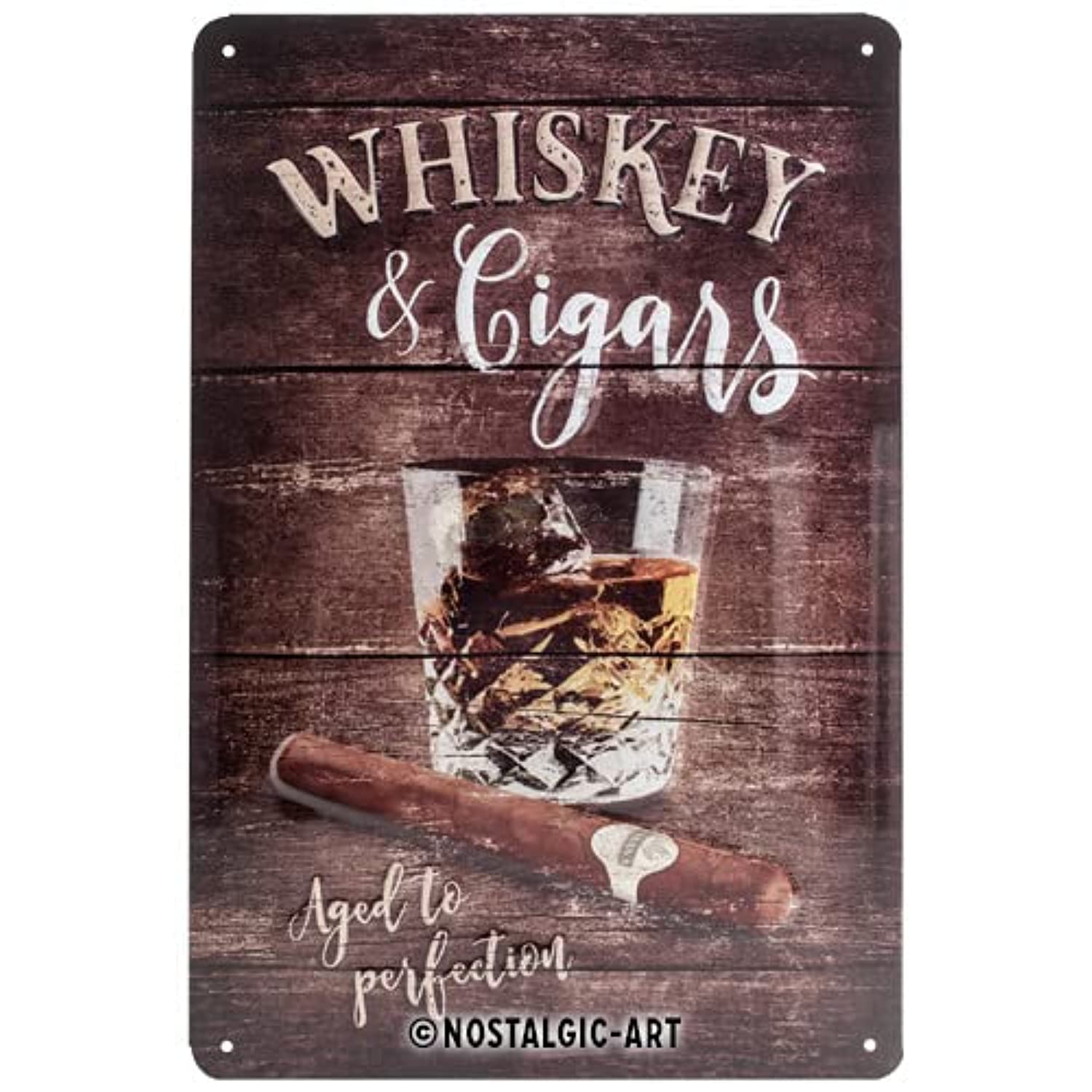 Nostalgic-Art Retro tabliczka z blachy, 20 x 30 cm, Whiskey – Pomysł na prezent dla miłośników barów, z metalu, Styl vintage
