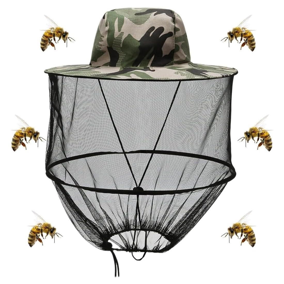 Zanzariera Cappello,Anti-zanzara Cappello,Anti-zanzara della Protezione,Cappello di Testa a Rete Faciale,per Campeggio,Escursionismo,Pesca,Protezione da Insetti e zanzare