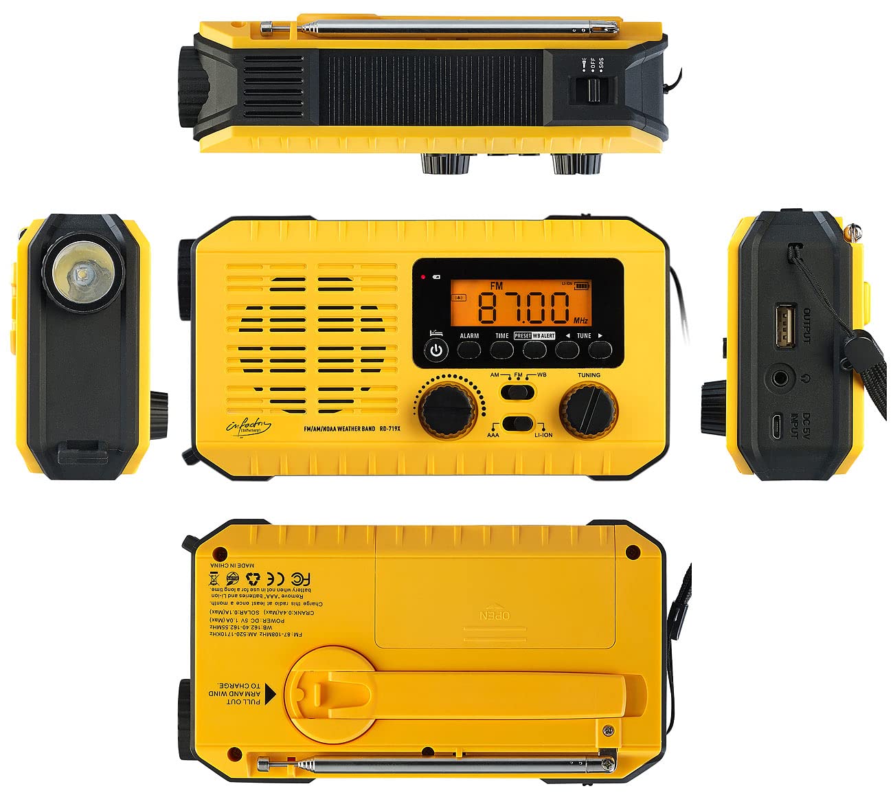 Radio de poche solaire & dynamo avec écran LCD [infactory]