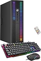 Vista 9 de HP EliteDesk - Computadora con luces RGB de escritorio, procesador AMD serie A, 16 GB de RAM, 1 TB SSD, Windows 11 de 64 bits, Wi-Fi, teclado