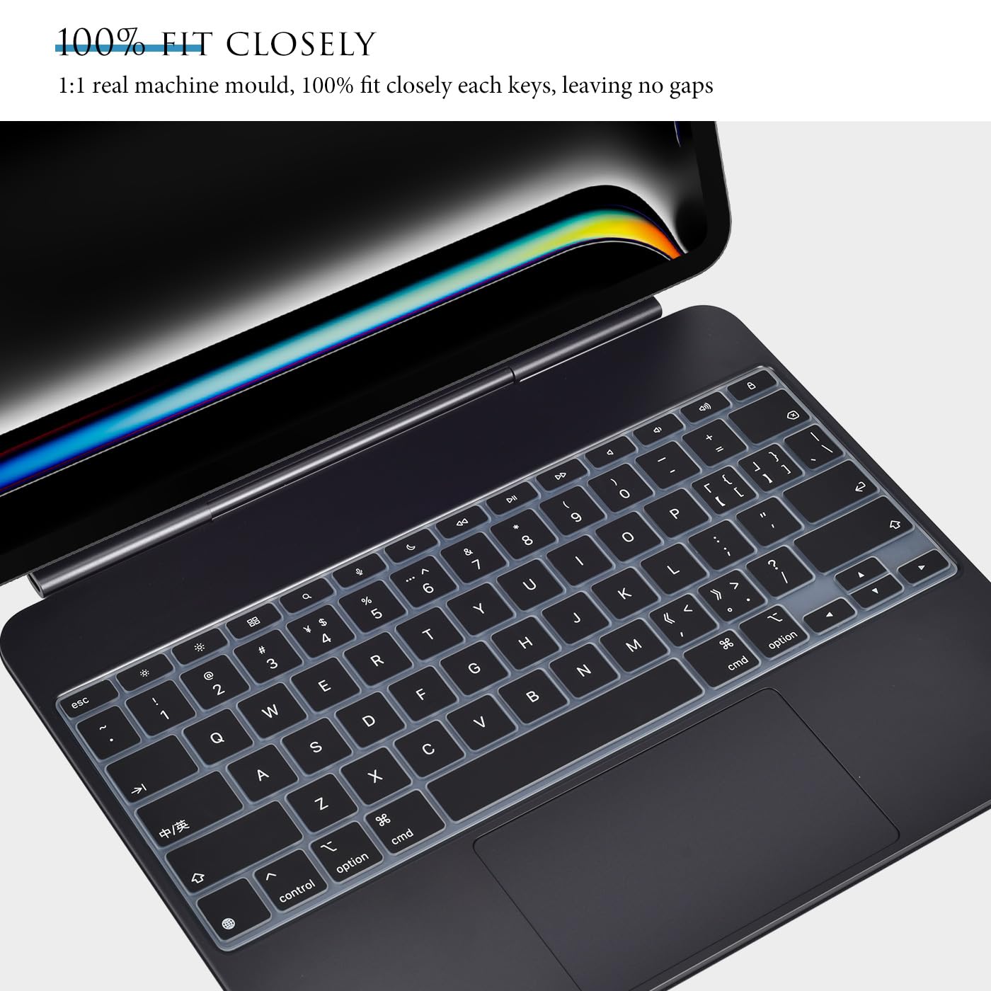 Keyboard Cover for 2024 iPad Pro 13-inch M4 Chip Magic Keyboard A2925 A2926, Apple iPad Pro 13 Magic Keyboard Skin Protector - Black