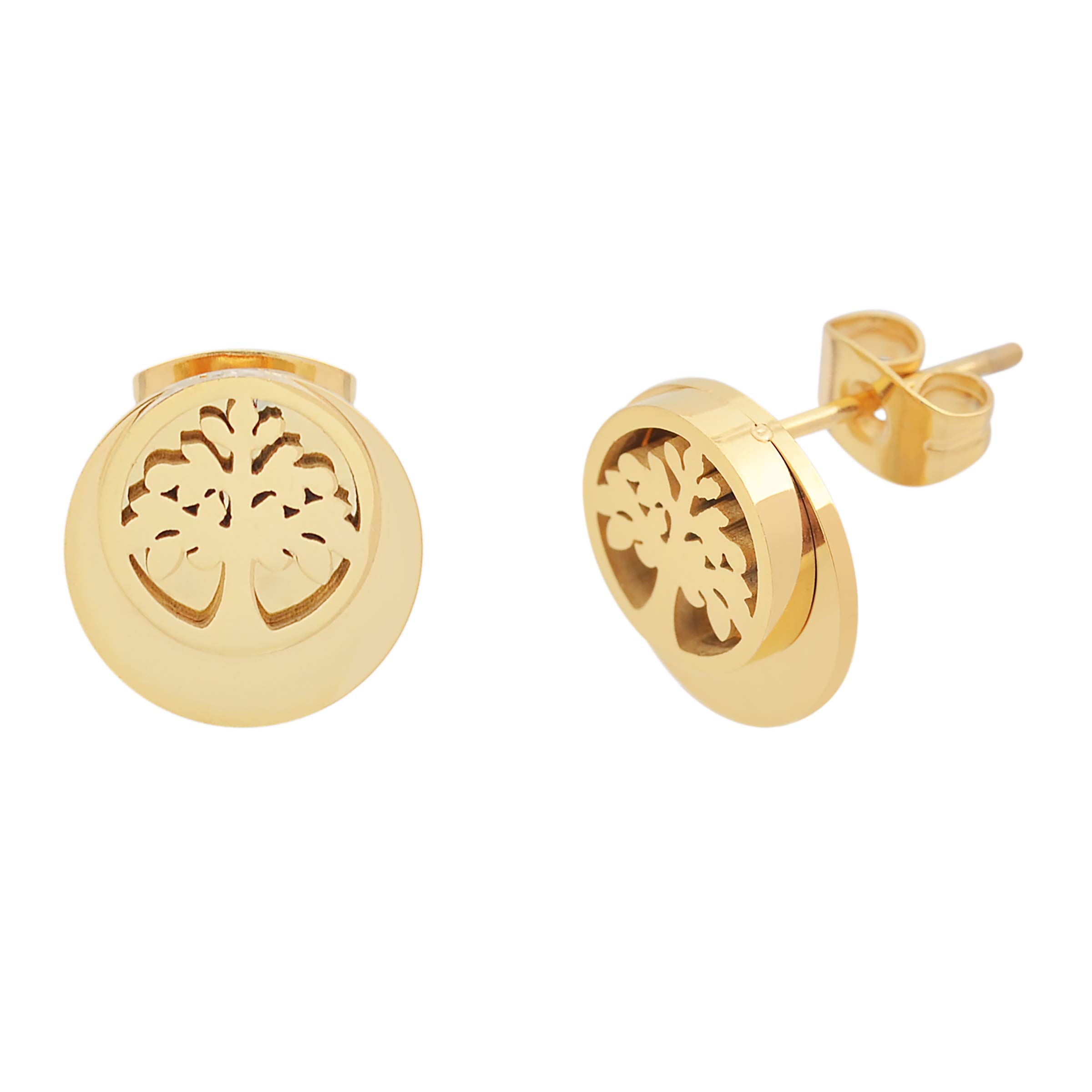 Edforce Stainless Steel Tree of Life Stud Earrings
