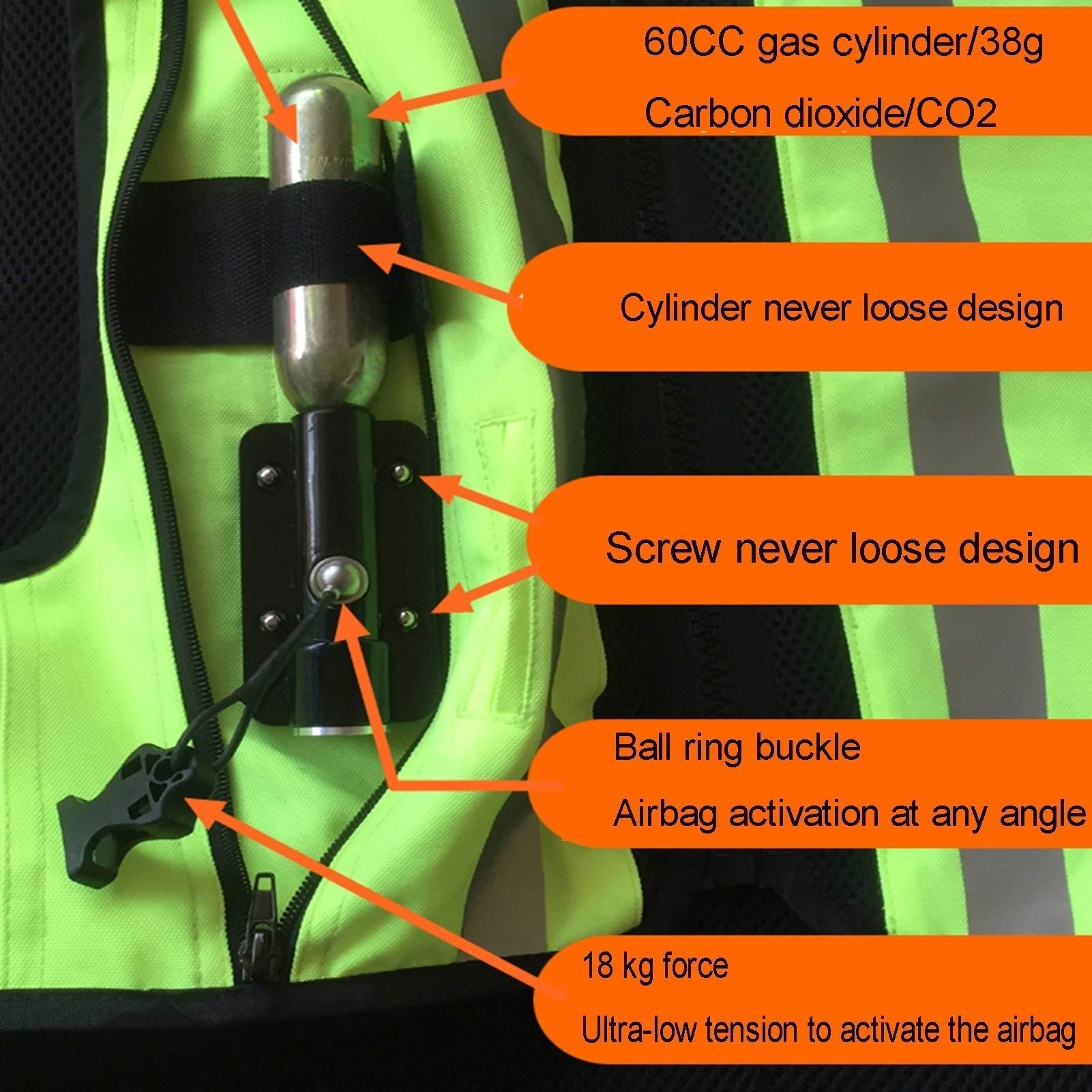 Gilet Airbag Moto Gilet Cycliste Réfléchissant Tissu En Toile Épaisse 600D Utilisez Un Chiffon Sec Ou Humide, Une Brosse À Dents Pour Frotter Convient Pour La Moto En Plein Air, Le Vélo