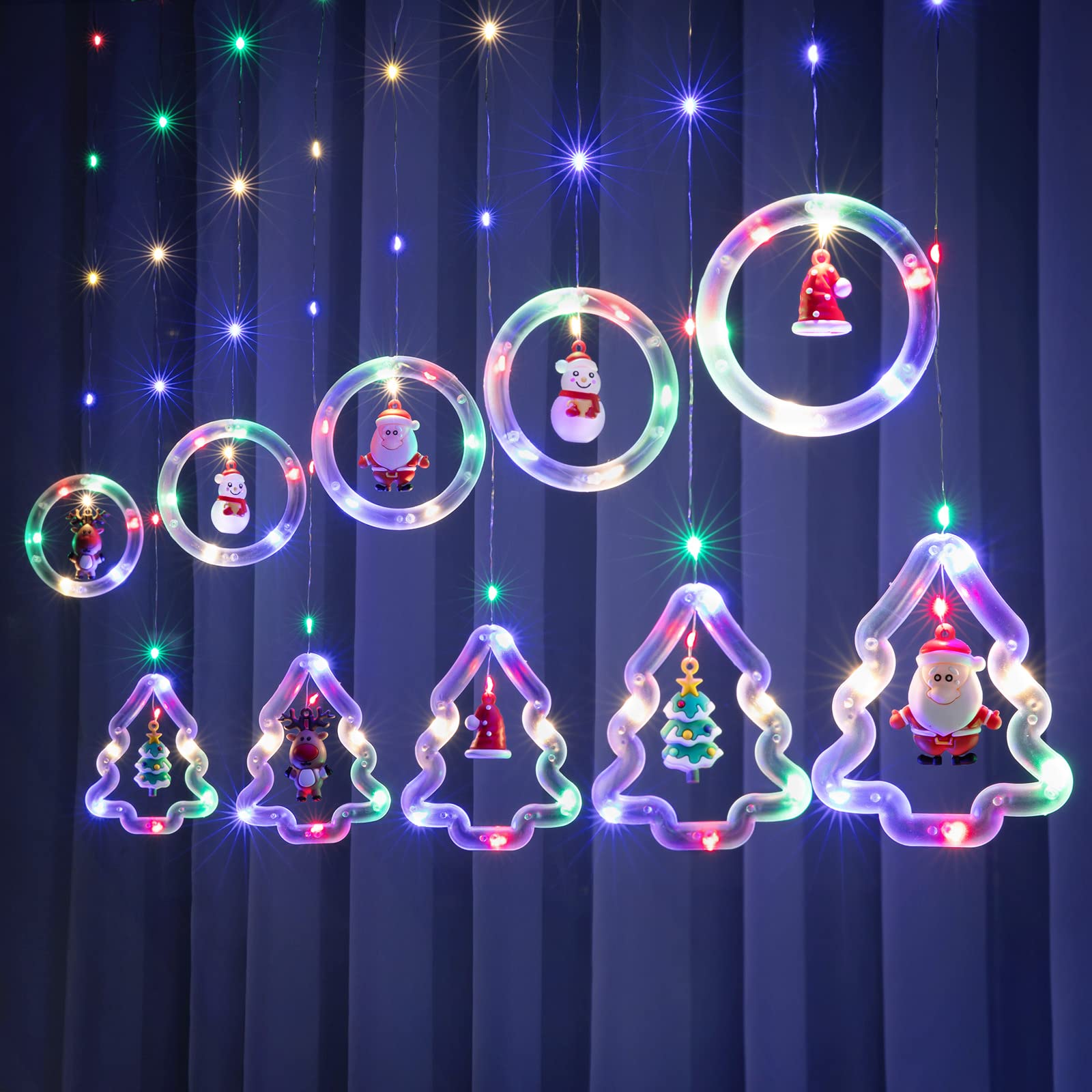 BLOOMWIN Christmas Window Light Indoor Curtain Light 3m String Lights USB Fairy Lights for Xmas Decoration Party Home Bedroom(Multicolor)