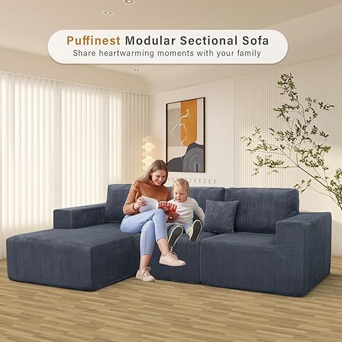 Miniatura 6 de 3 sofás sin hueso para sala de estar, sofá en forma de L, sofá modular modular modular profundo seccional de 111 pulgadas, sofás comprimidos para