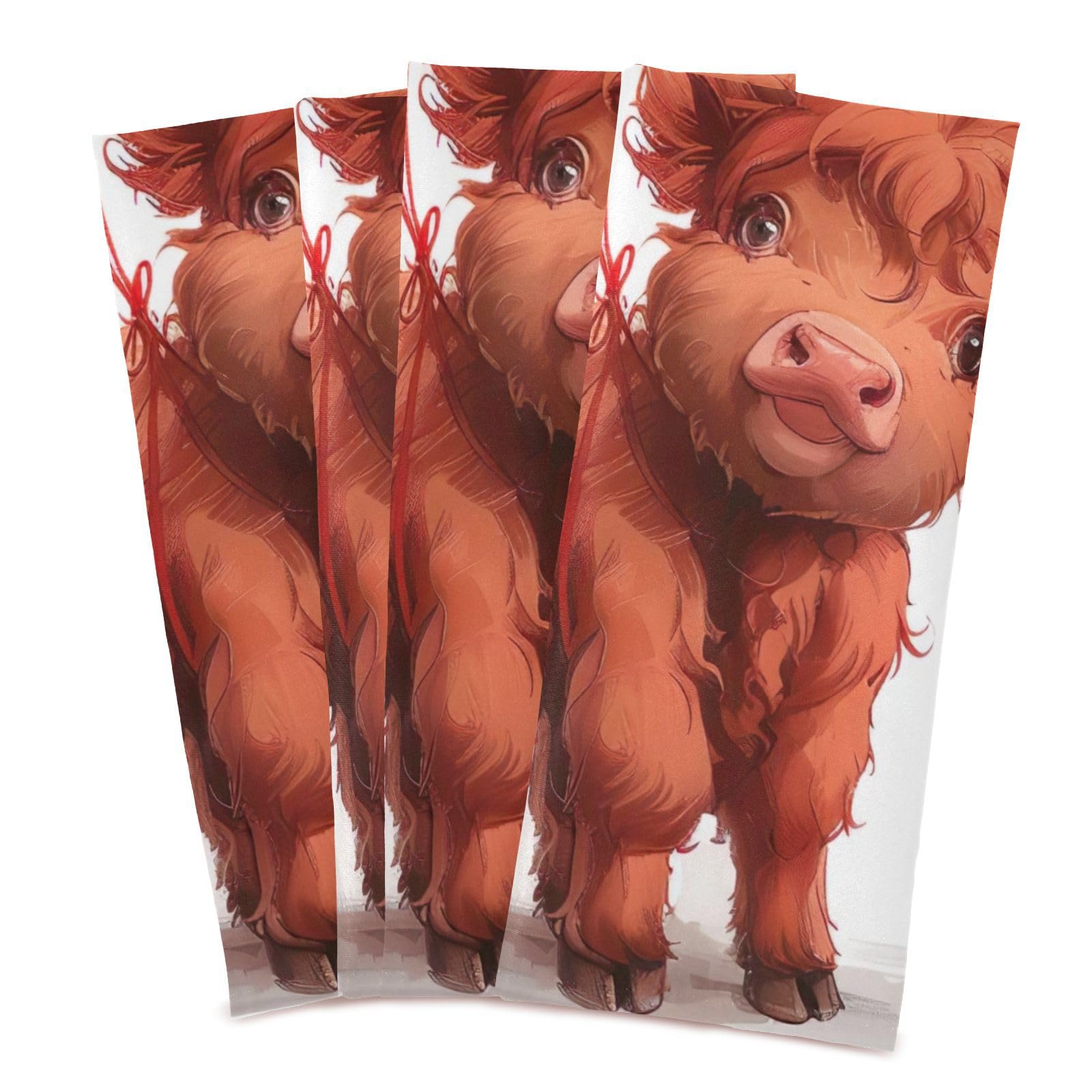ODAWA Cow Holding Heart Balloons Kitchen Towles Soft and Super Absorbent Dish Towel Dish Cloth for Household Cleaning, Set of 1