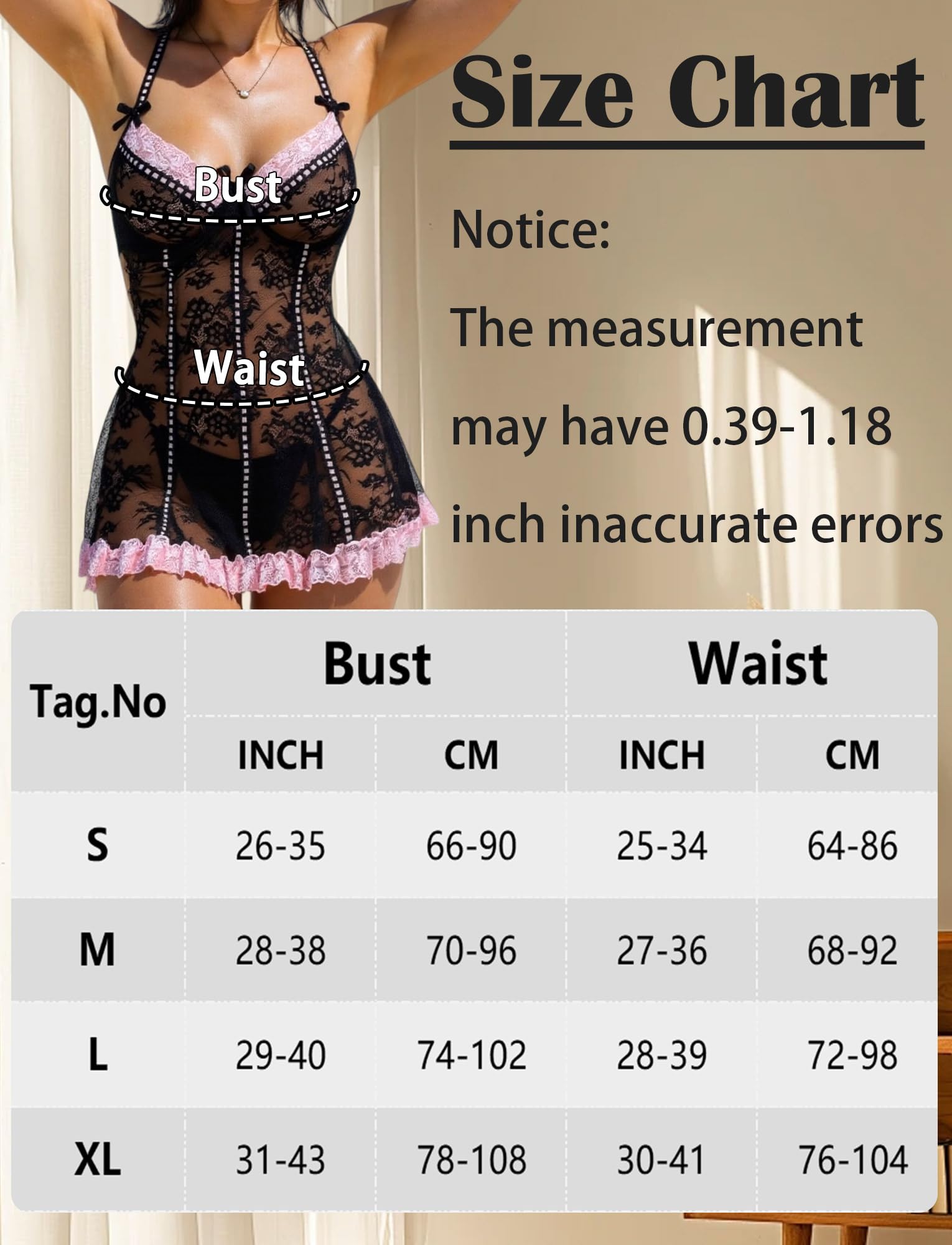 Ensemble Lingerie Sexy Femme Dentelle Florale Robe de Nuit avec String Set Transparente Col en V Nuisette Tenus de Nuit