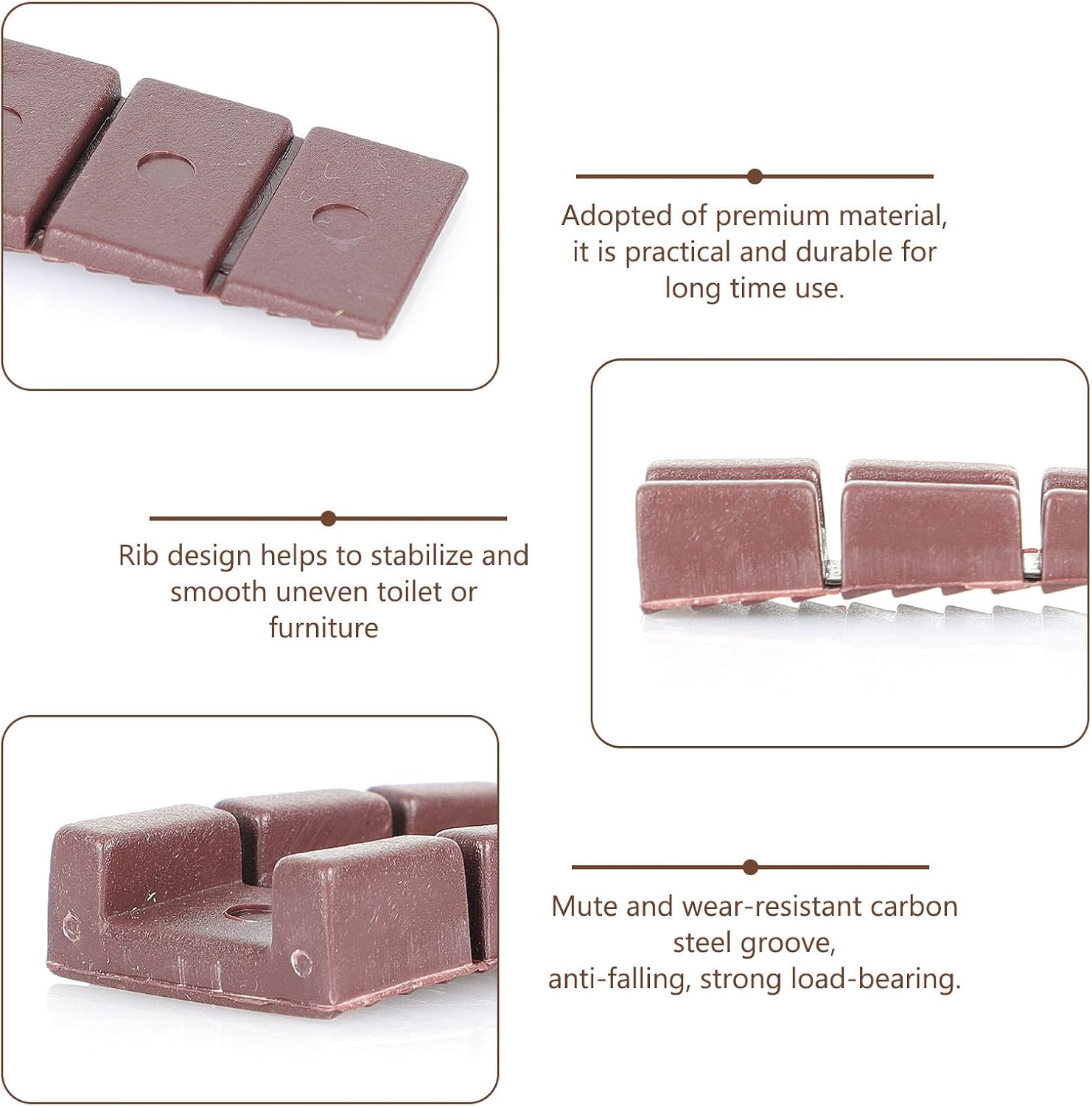 30pcs Abs Furniture Leveling Shims for Toilet and Window, Coffee Color Adjustable Construction Shims for Stabilizing and Leveling Uneven Floors
