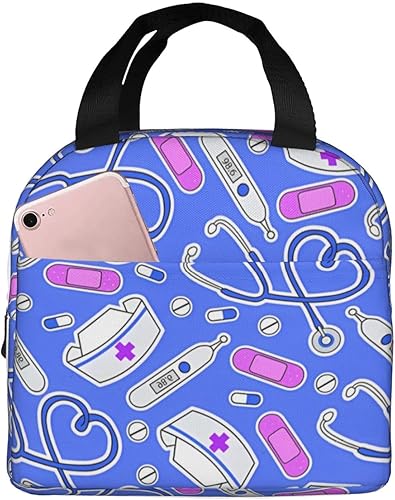 AKEOPIST Lonchera para enfermeras para mujeres, hombres y adultos, bolsa de mano reutilizable para enfermeras, bolsa de almuerzo portátil aislada
