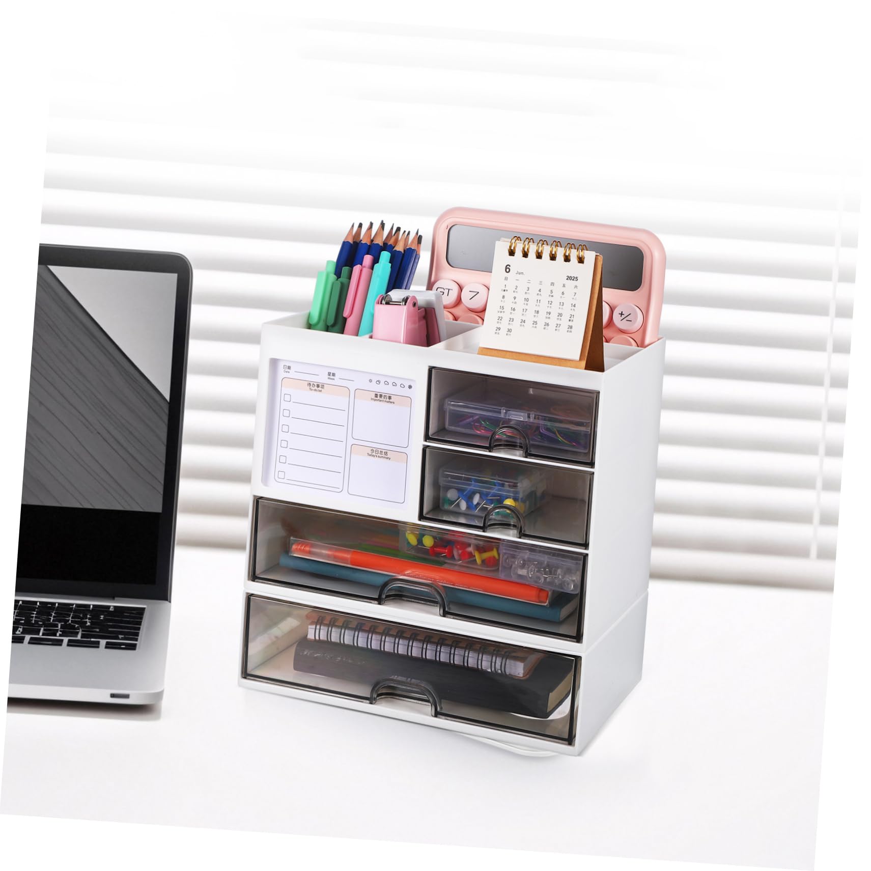 Alipis Caja de Plástico para Organizar Maquillaje y Útiles Escolares Organizador de Escritorio con Hogar Cajón de Almacenamiento para Papelería de Oficina