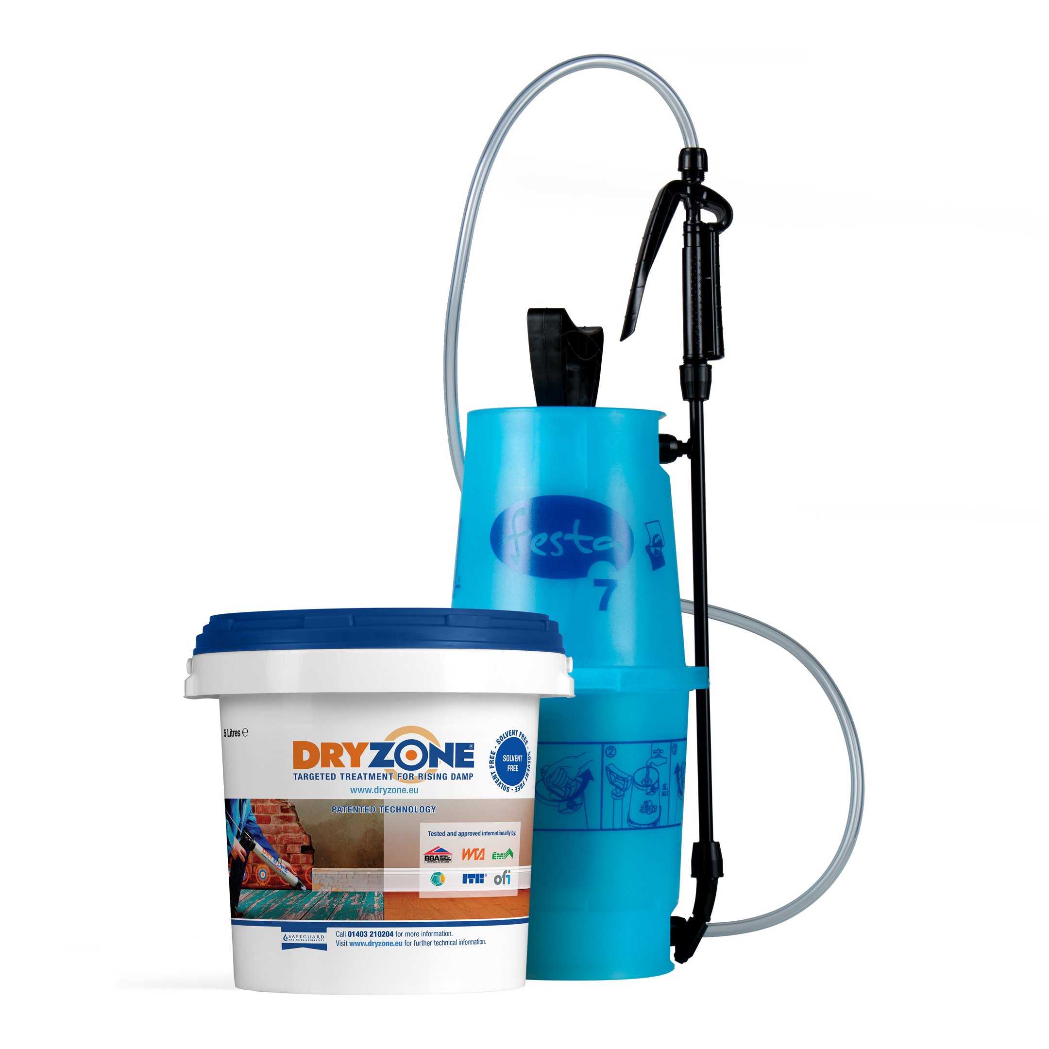 5L Dryzone Damp Proofing Injection Cream (DPC) + 5L Dryzone Pump for The Treatment of Rising Damp