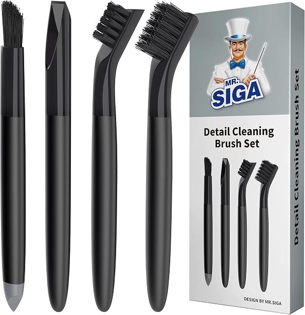 MR.SIGA Grout Cleaner Brush Set, Detail Cleaning Brush Set for Tile, Sink, Drain, Grout Brush Set for Edge, Crevice Cleaning