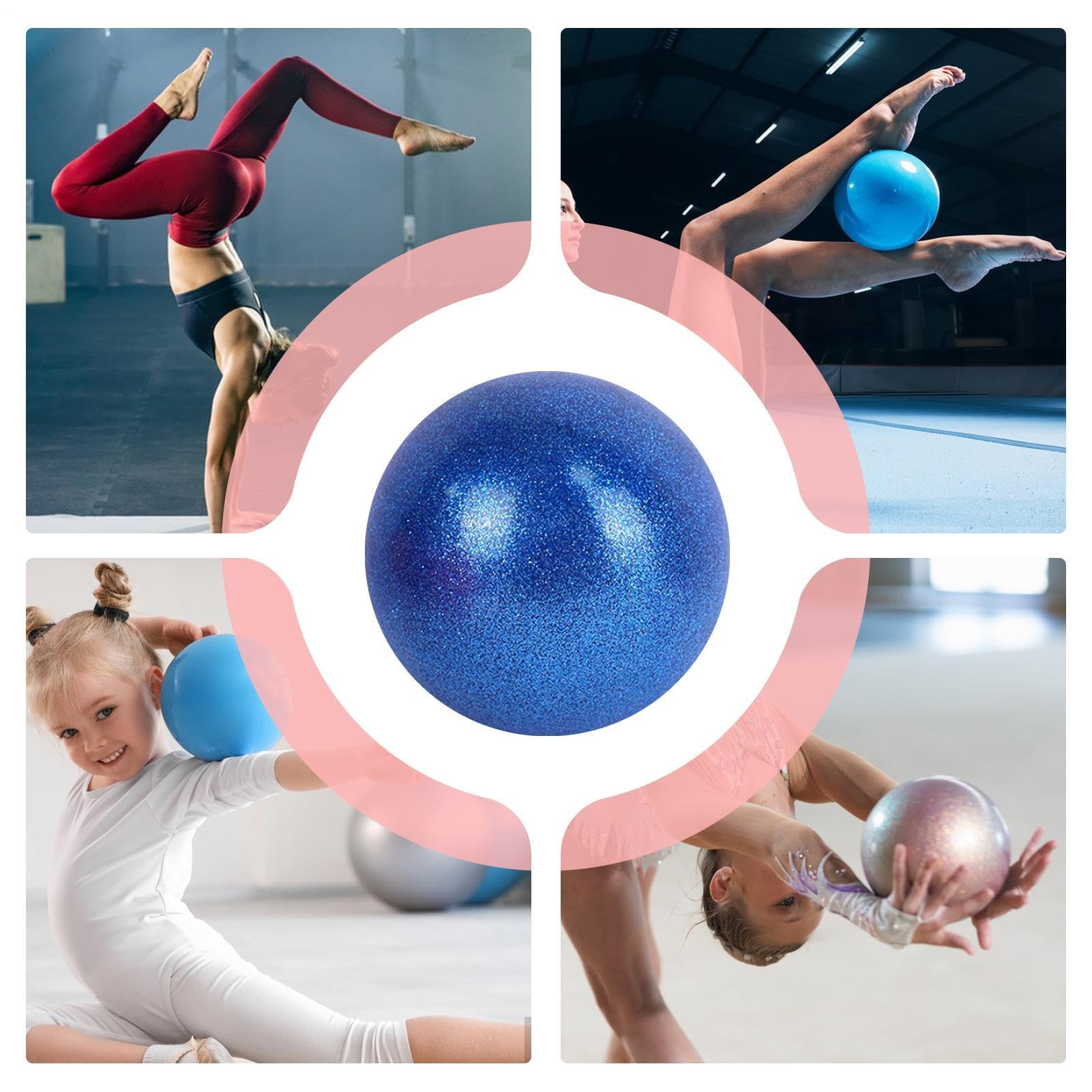 Pelota de ejercicio | Pelota de gimnasia rítmica de 15 cm para entrenamiento de baile, entrenador de fuerza central, accesorios de pilates, equipo de entrenamiento con purpurina para gimnasio, hogar
