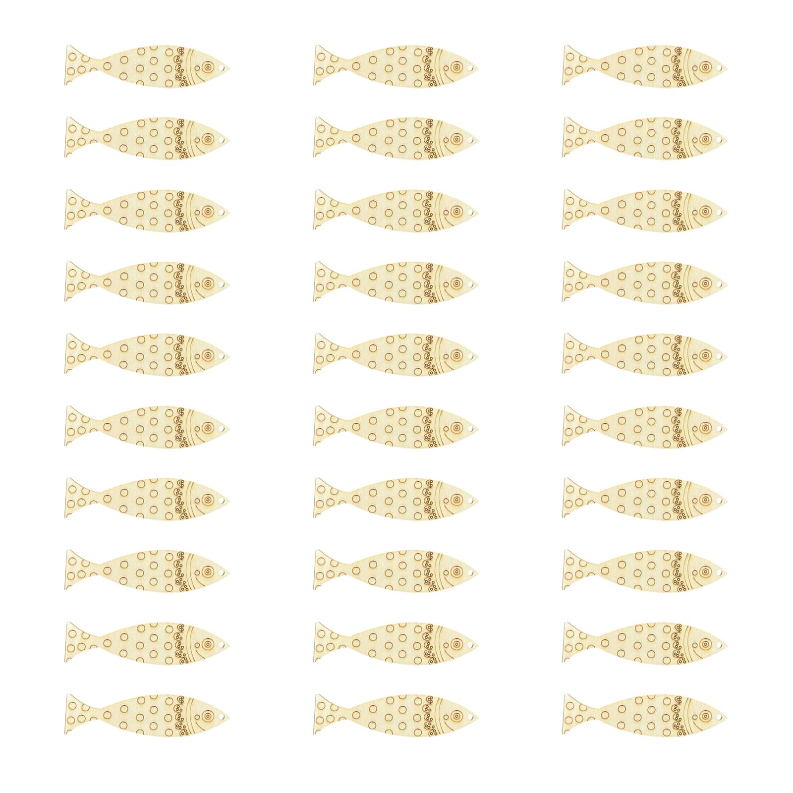 HZBB Multiuse Wood Fish 30PCS Artistic Natural Texture for Wooden Fish Cutouts with Holes