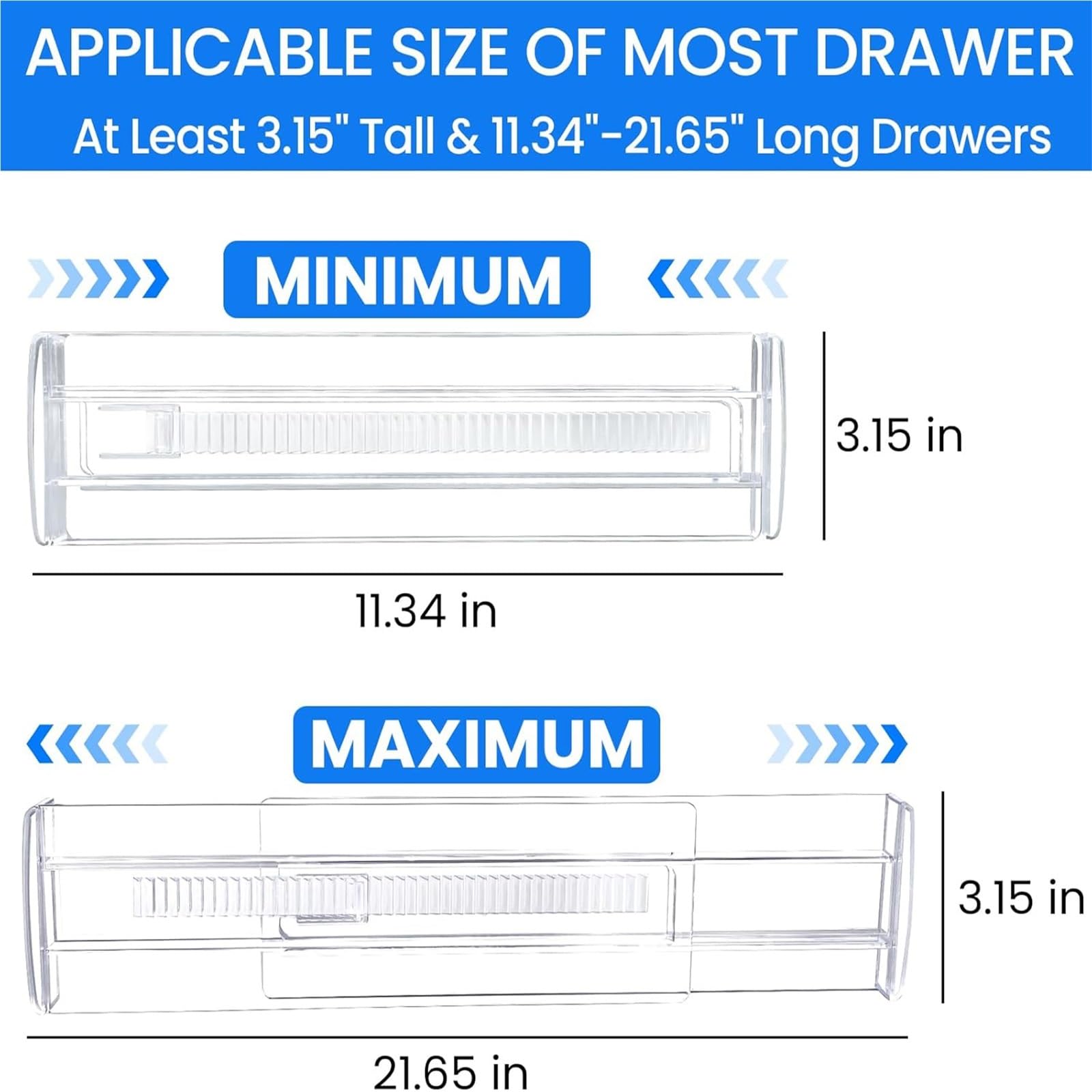 Separatori Per Cassetti Divisori for cassetti, confezione da 4, organizer espandibile, adatto for cucina, camera letto, cassettiera e ufficio