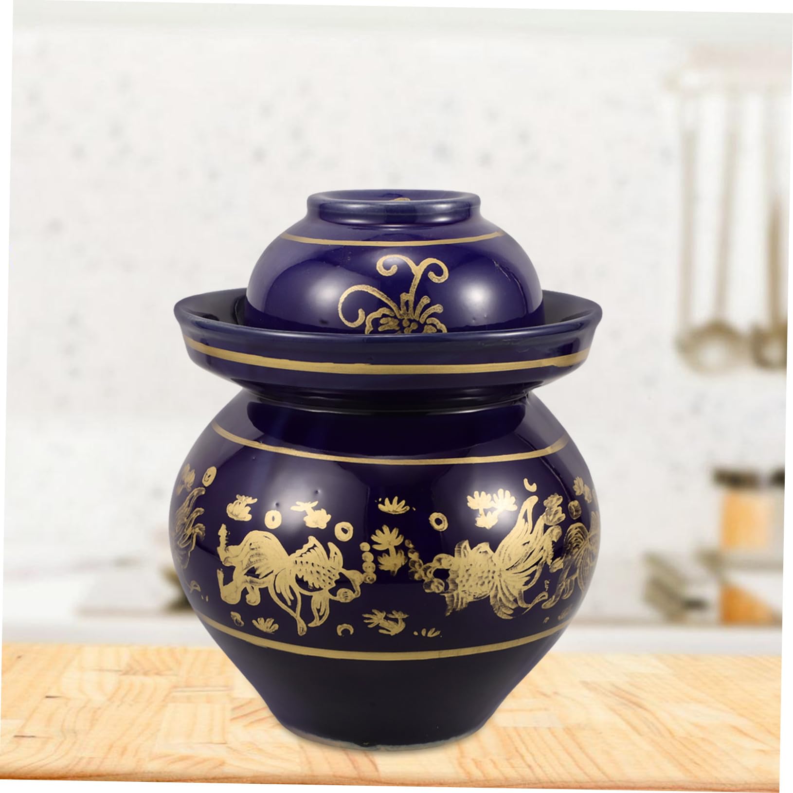 Toyvian Tarro de Cerámica para Encurtir con Tapa Hermética, Capacidad Grande y Diseño Tradicional para Fermentación y Almacenamiento en Uso Doméstico