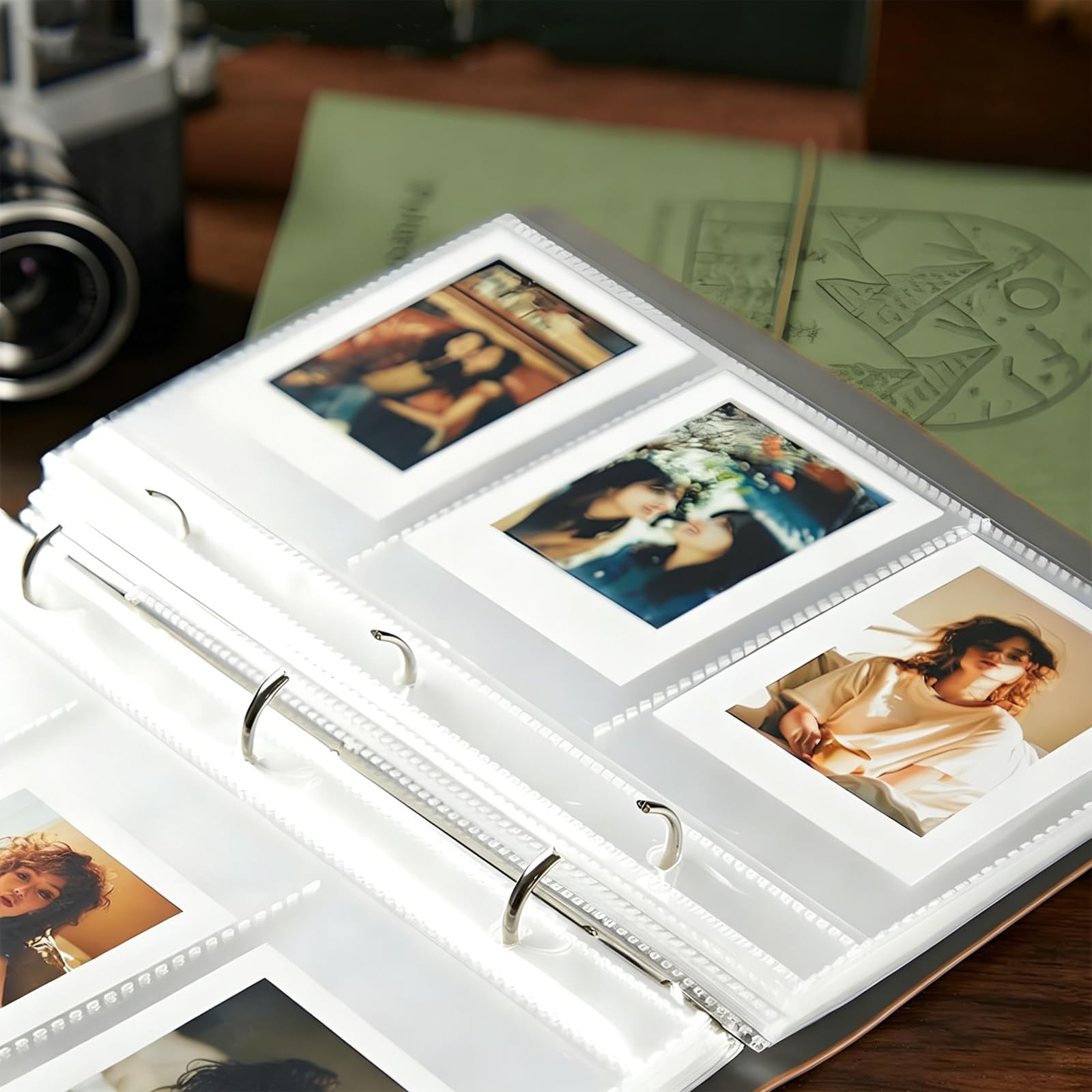 Álbum de fotos de piel sintética 3 pulgadas 180 bolsillos compatible Fujifilm Instax Mini Polaroid Z2300 Kodak Mini Shot 3 retro
