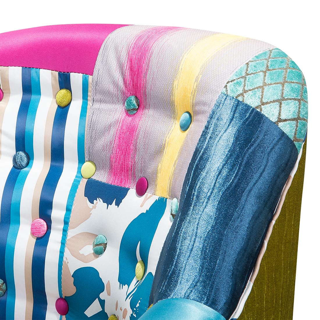 Beliani Trendy Sessel Polsterbezug dekorative Rückenlehne/Füße Patchwork bunt Mandal
