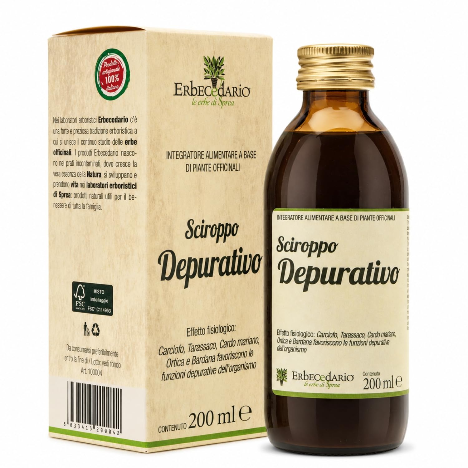 Sciroppo depurativo fegato 200ml con tarassaco, carciofo e cardo mariano 1160mg di attivi per dose giornaliera, Detox fegato e intestino elimina le tossine in eccesso - Made in Italy